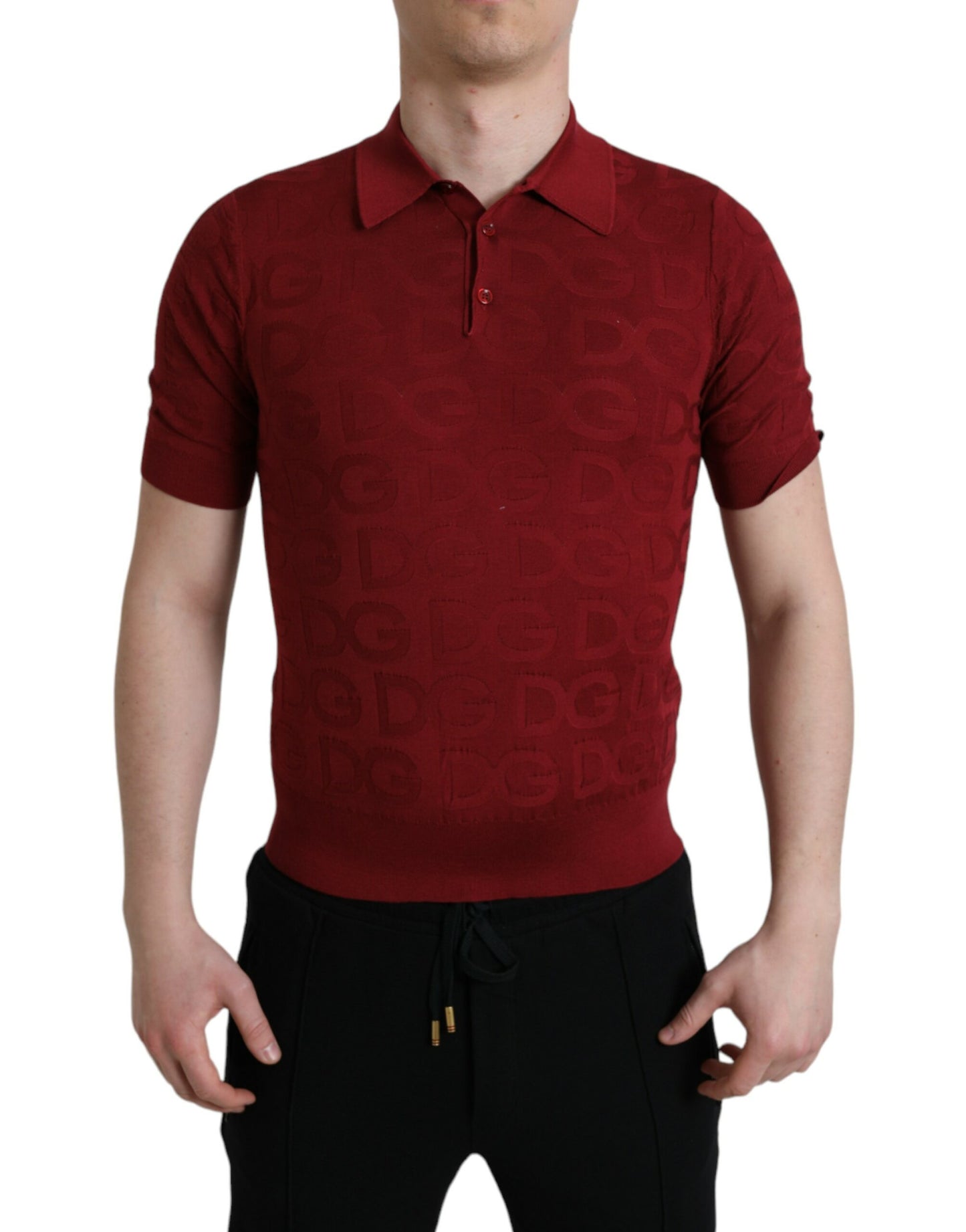 Dolce & Gabbana Kastanienbraunes Seiden-T-Shirt mit Kragen und kurzen Ärmeln