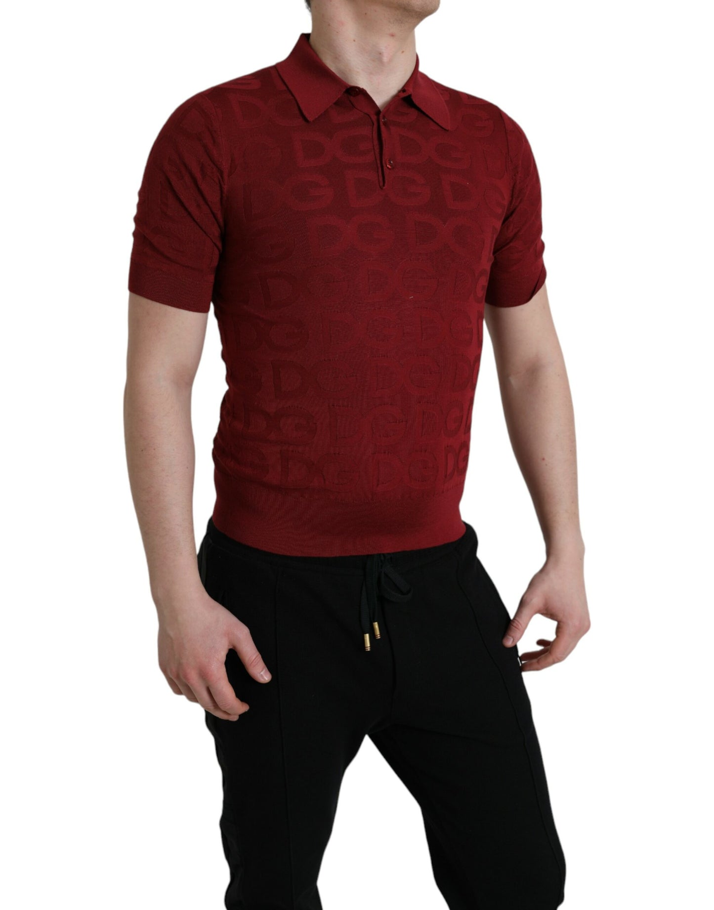 Dolce & Gabbana Kastanienbraunes Seiden-T-Shirt mit Kragen und kurzen Ärmeln