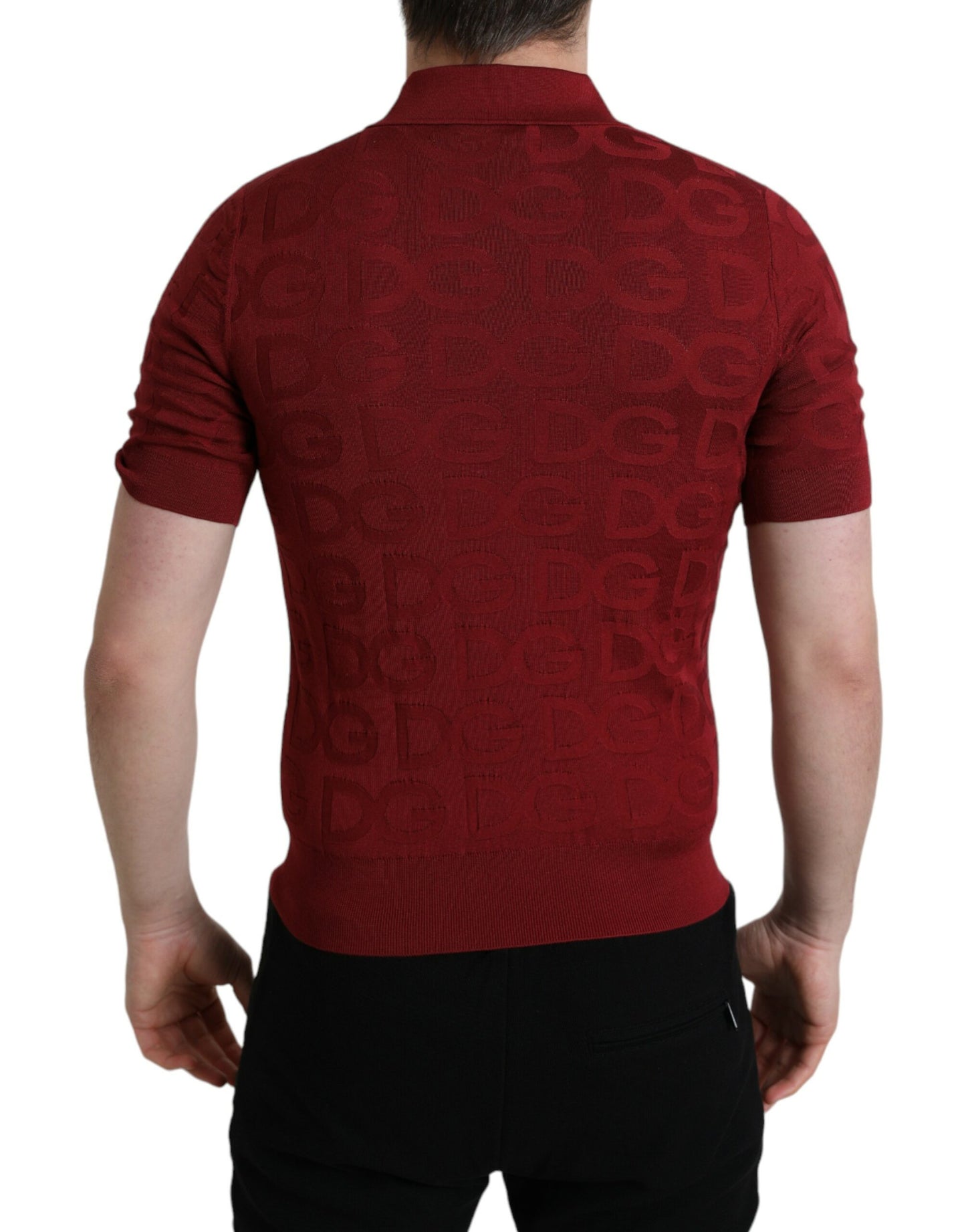 Dolce & Gabbana Kastanienbraunes Seiden-T-Shirt mit Kragen und kurzen Ärmeln