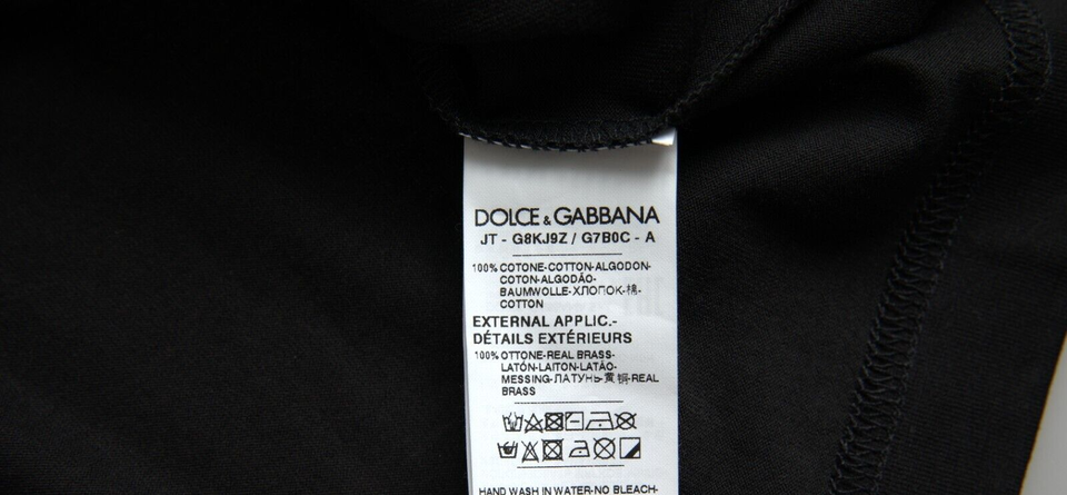 Dolce & Gabbana – Schwarzes, kurzärmliges T-Shirt mit silberner Kette