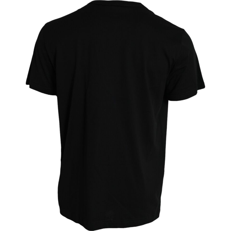 Dolce & Gabbana – Schwarzes, kurzärmliges T-Shirt mit silberner Kette