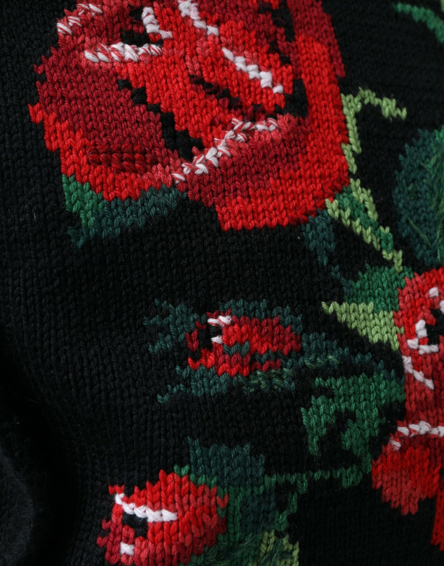 Dolce & Gabbana – Einkaufstasche aus schwarzem Kaschmir mit Rosenstickerei