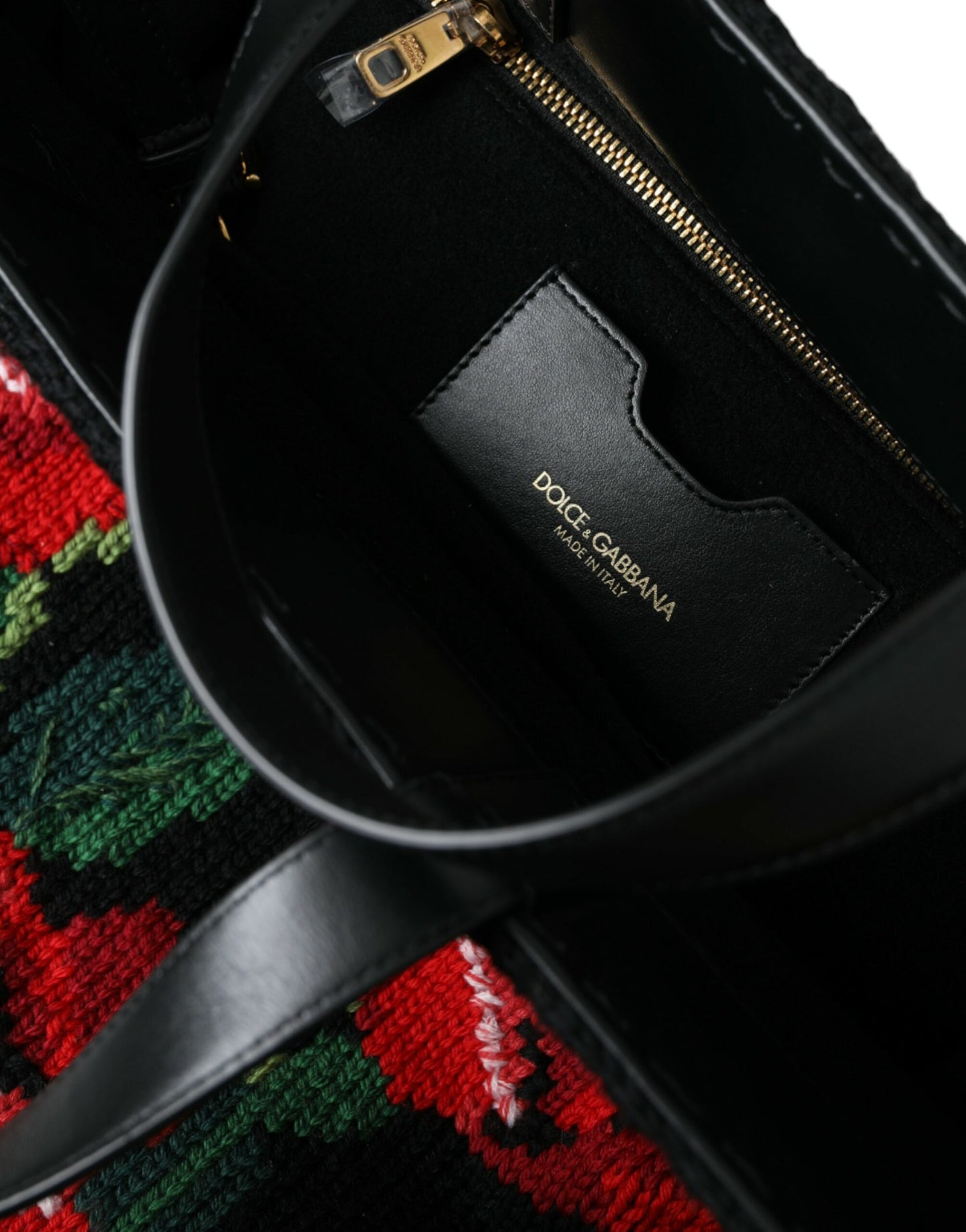 Dolce & Gabbana – Einkaufstasche aus schwarzem Kaschmir mit Rosenstickerei