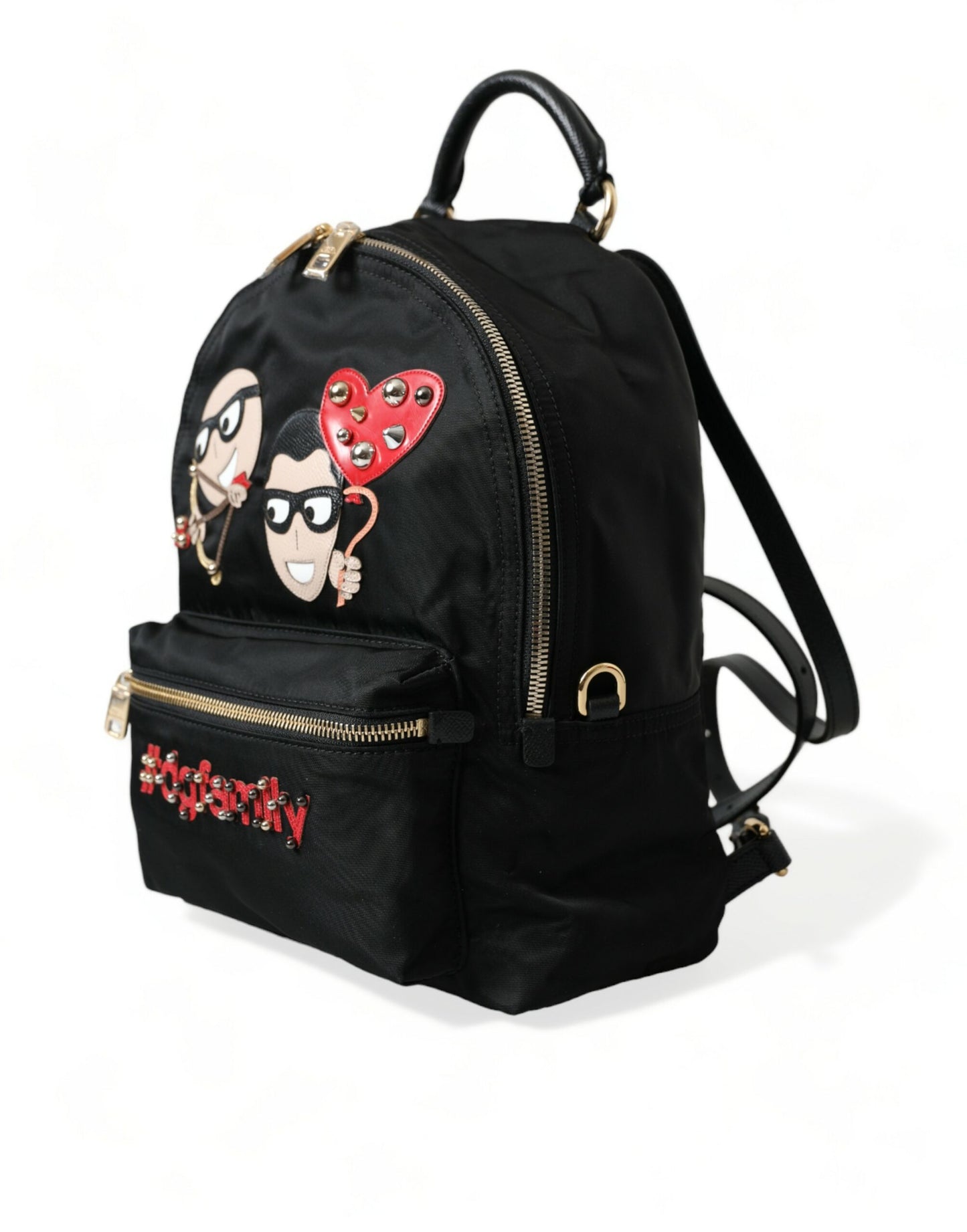 Dolce & Gabbana Schwarzer #DGFAMILY Verzierter Rucksack VULCANO Tasche