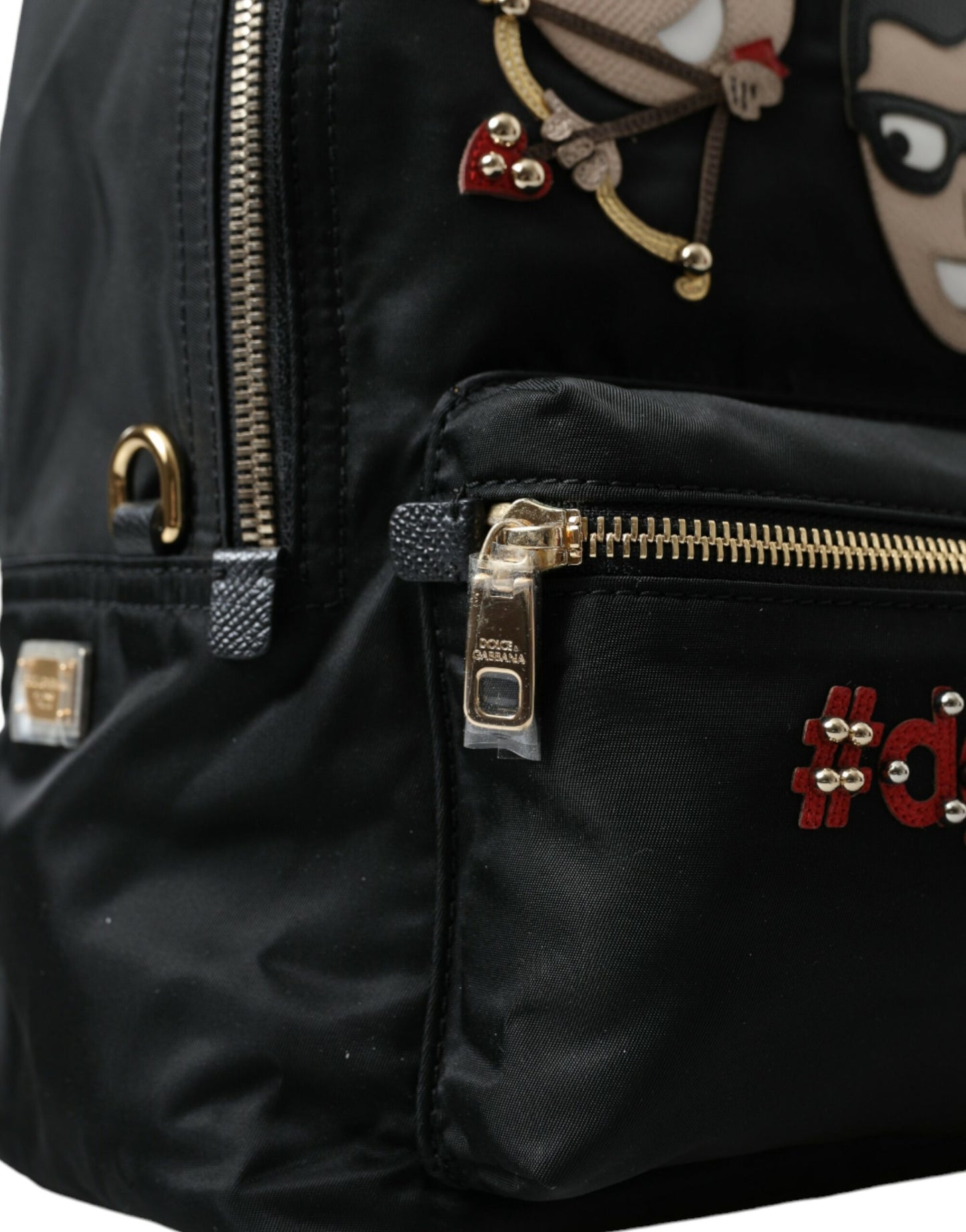 Dolce & Gabbana Schwarzer #DGFAMILY Verzierter Rucksack VULCANO Tasche