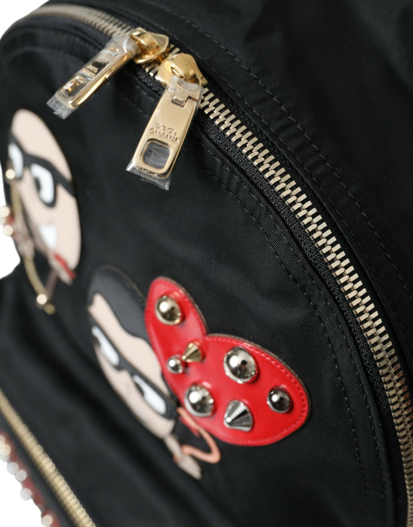 Dolce & Gabbana Schwarzer #DGFAMILY Verzierter Rucksack VULCANO Tasche