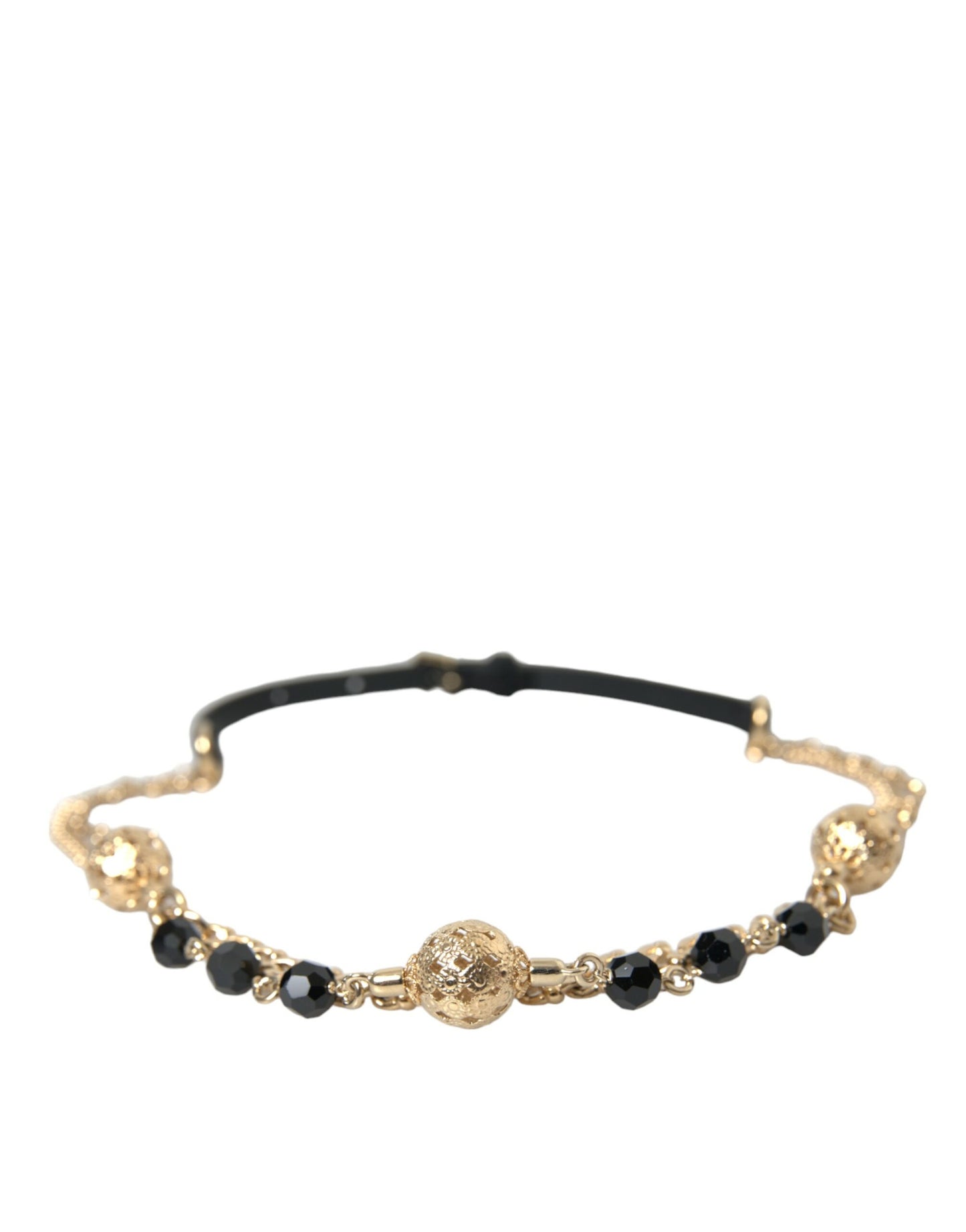 Dolce & Gabbana – Taillengürtel aus schwarzem Wildleder mit goldener Kette und Kristallen