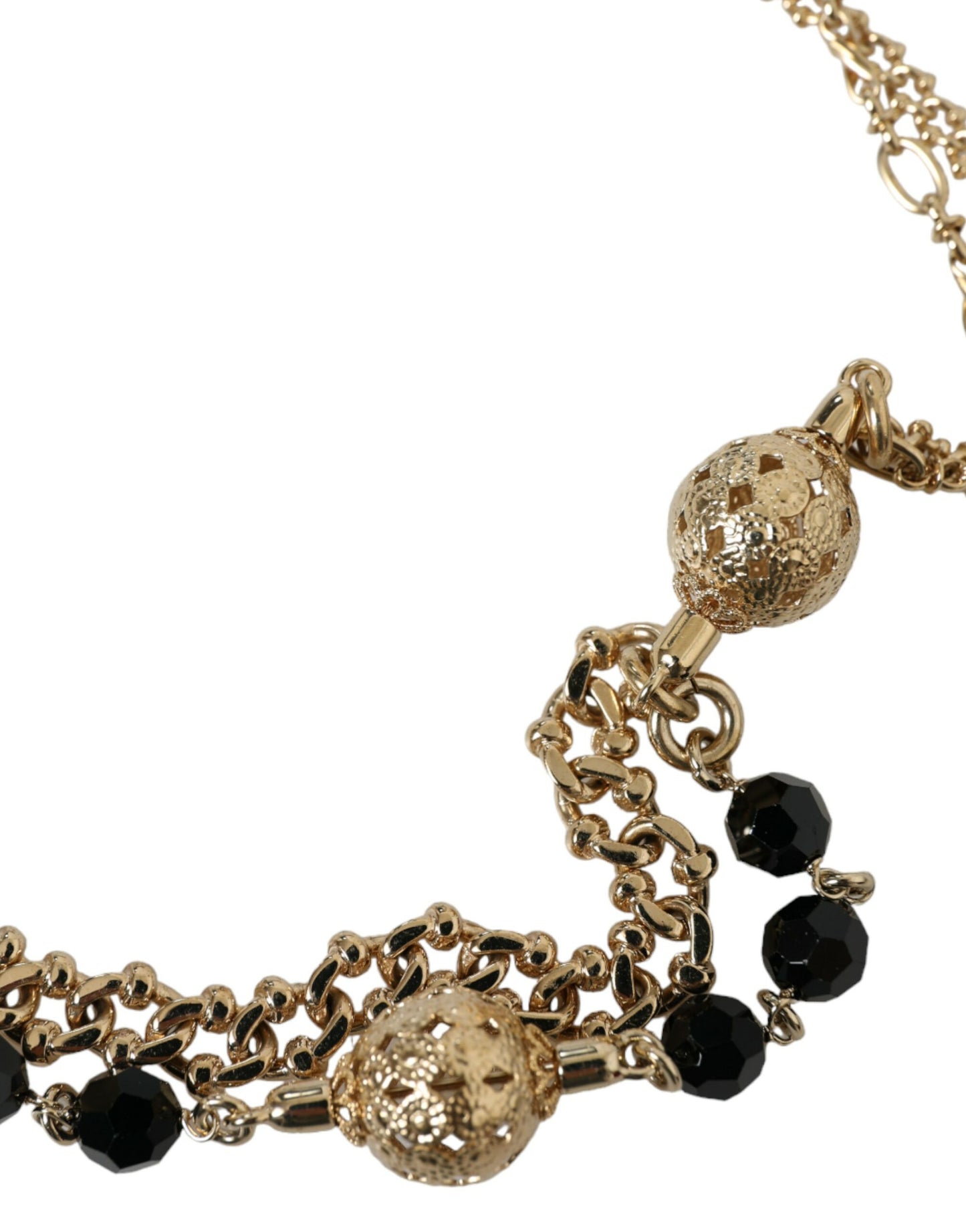 Dolce & Gabbana – Taillengürtel aus schwarzem Wildleder mit goldener Kette und Kristallen