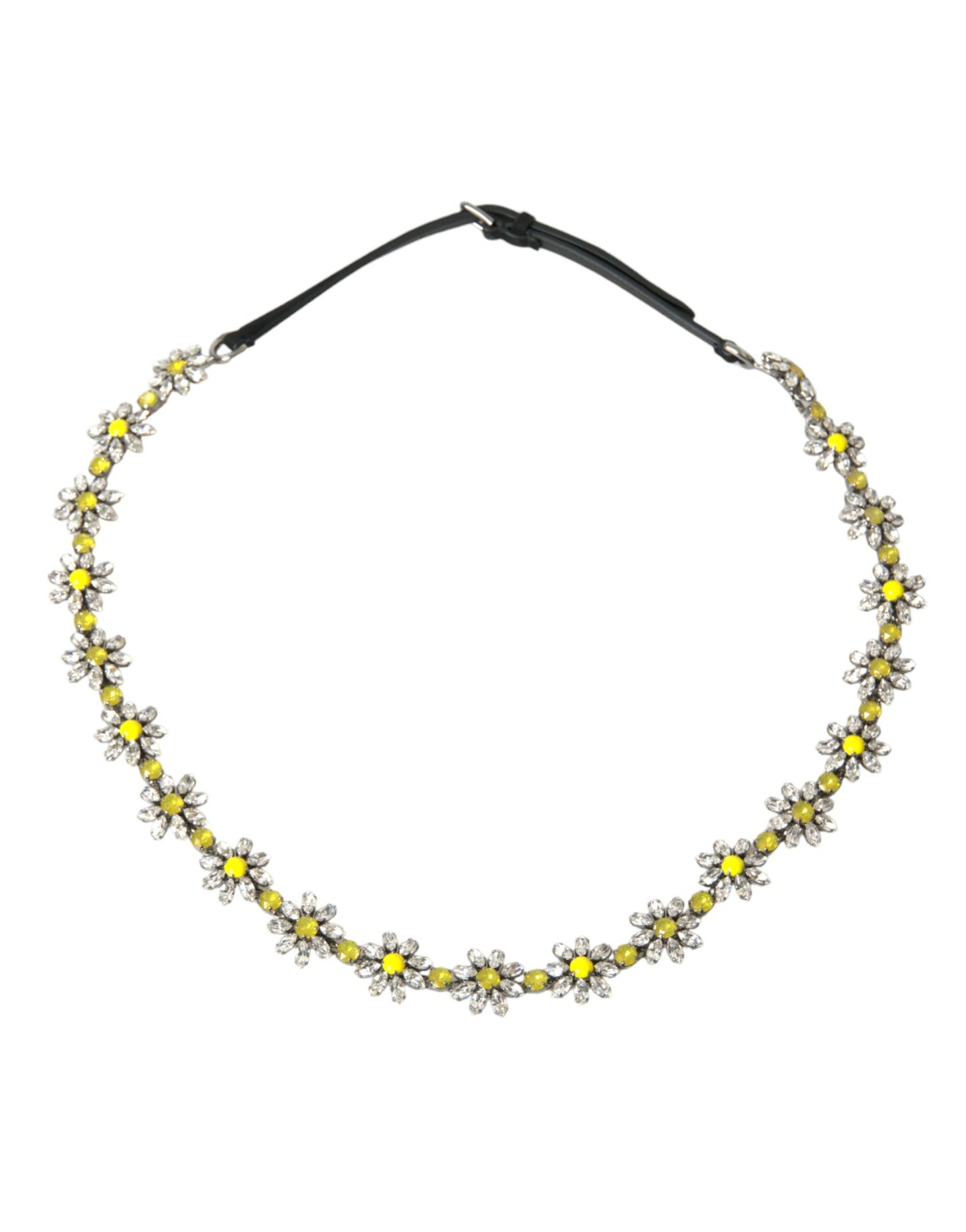 Dolce & Gabbana – Schwarzer Dauphine-Hüftgürtel mit Gänseblümchen-Kristallen