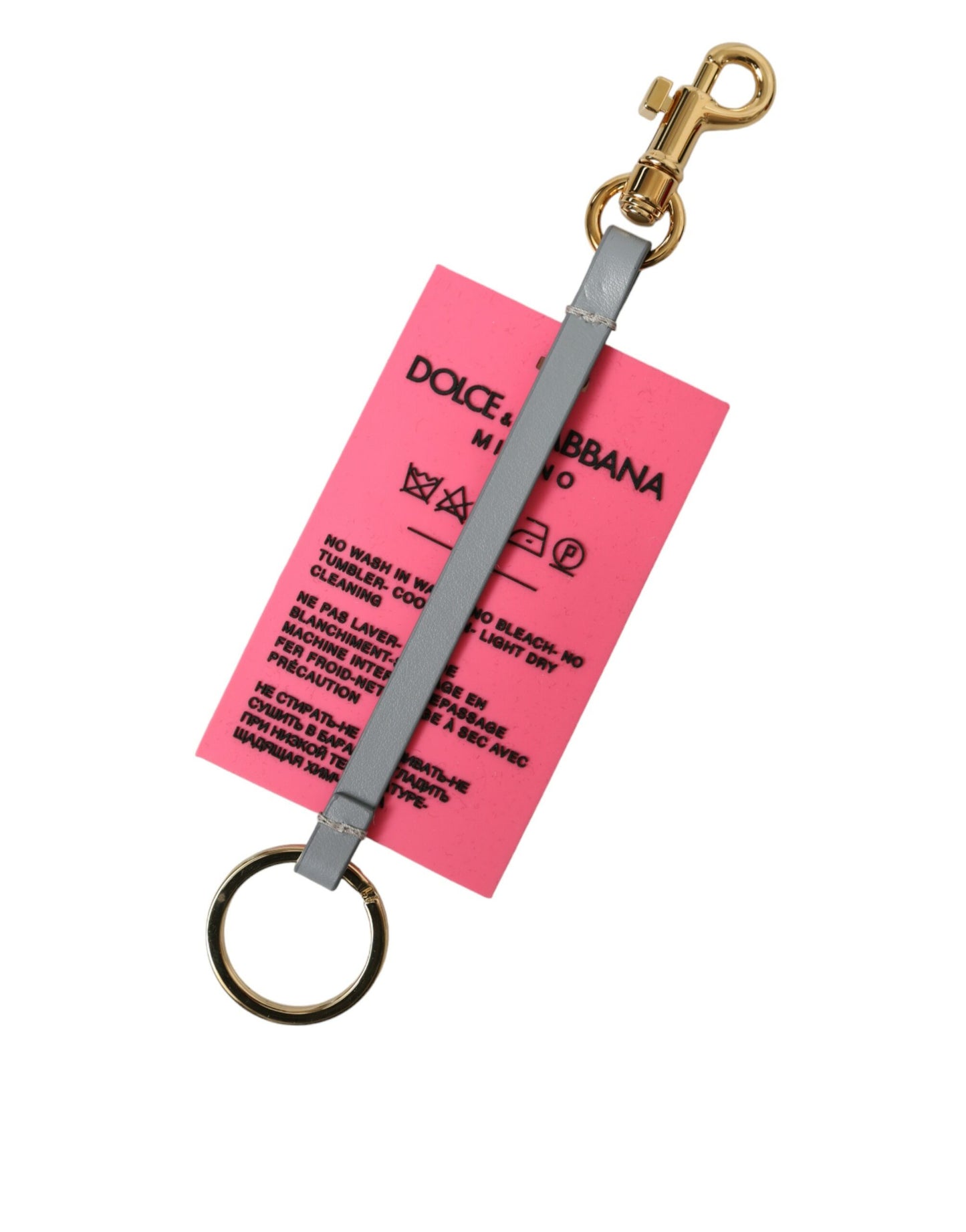 Dolce & Gabbana Schlüsselanhänger aus rosa Silikon mit DG-Logo und goldenem Messing