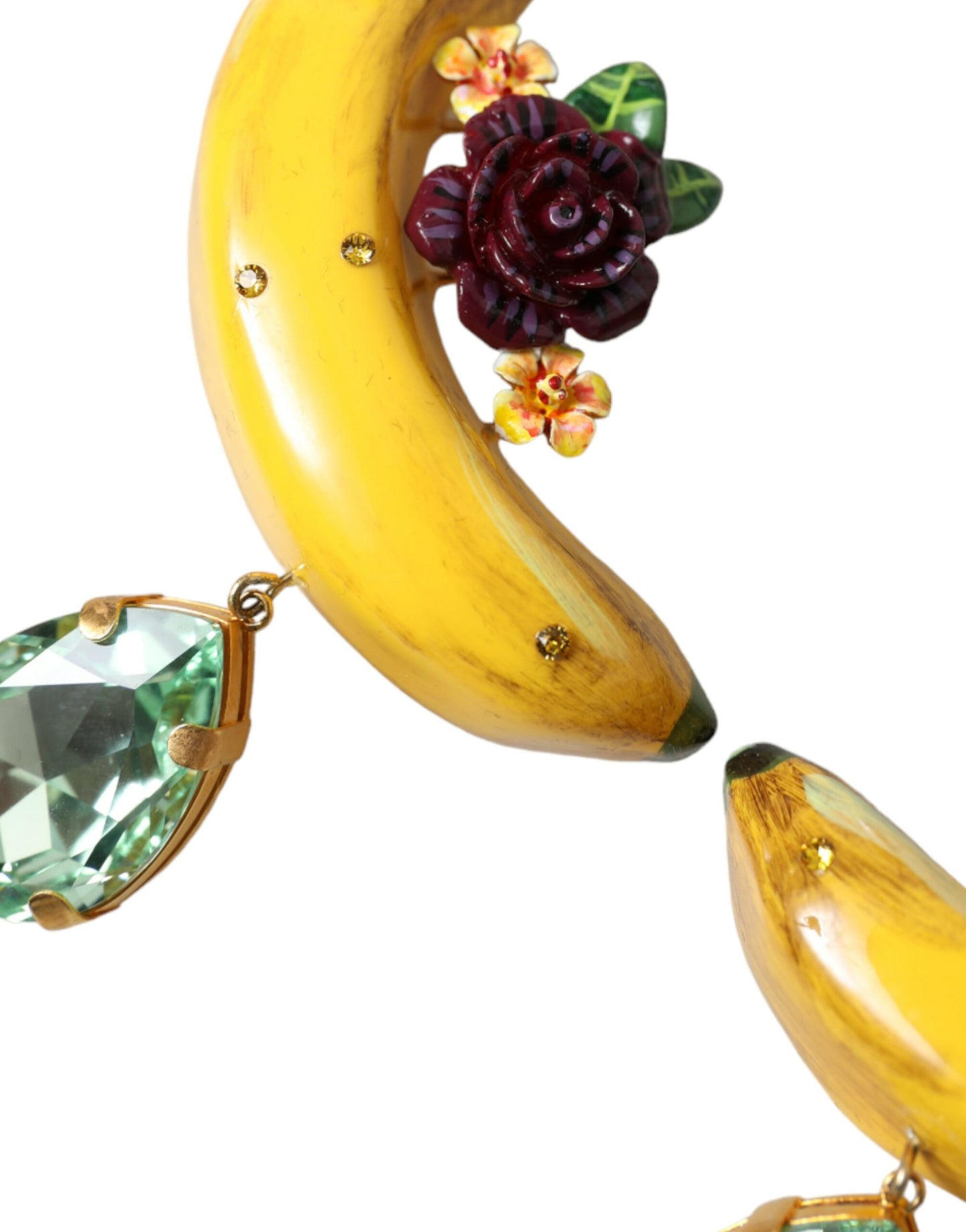 Dolce & Gabbana – Ohrclips aus goldenem Messing mit Kristallen in Bananenform