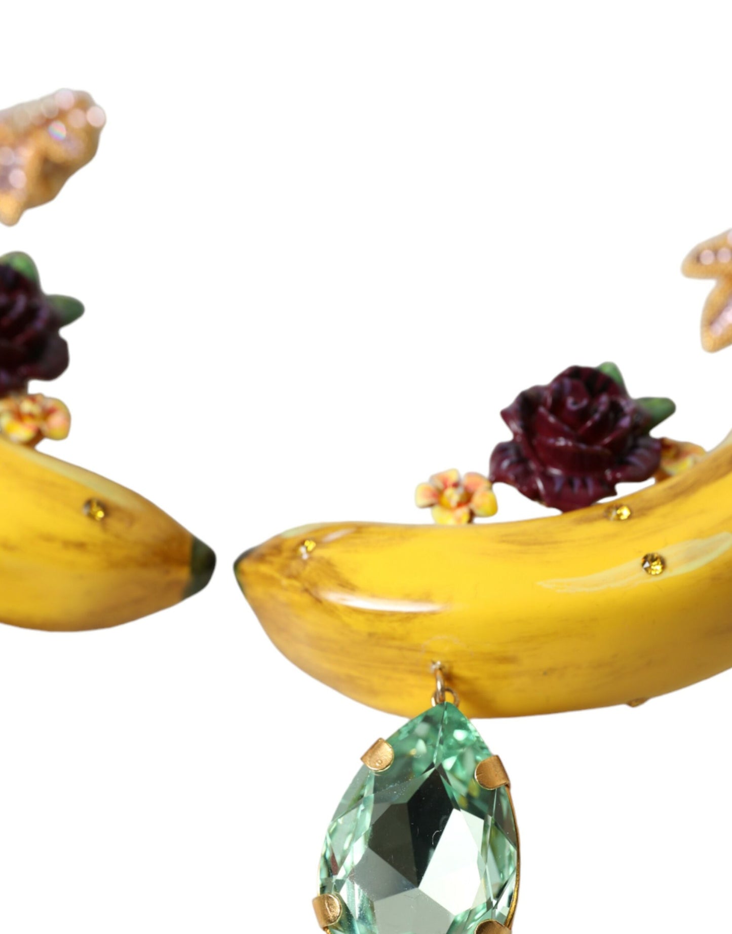 Dolce & Gabbana – Ohrclips aus goldenem Messing mit Kristallen in Bananenform