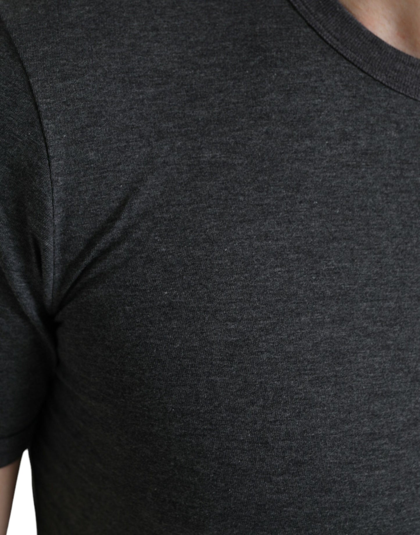 Dolce & Gabbana Dunkelgraues Baumwoll-T-Shirt mit Rundhalsausschnitt