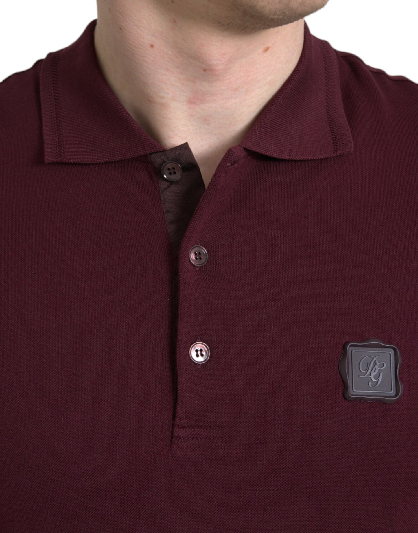 Dolce & Gabbana – Kastanienbraunes Poloshirt mit Kragen und kurzen Ärmeln