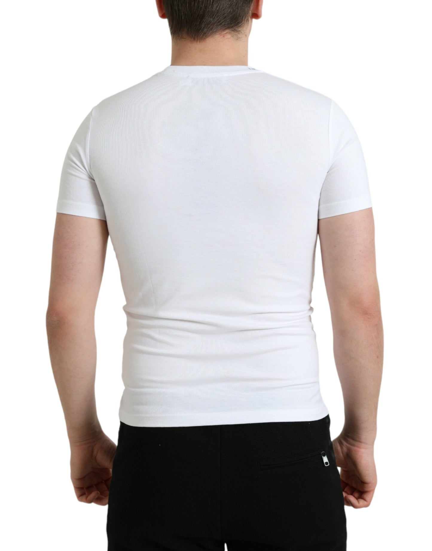 Dolce & Gabbana – Weißes Baumwoll-T-Shirt mit Rundhalsausschnitt und Logo-Print