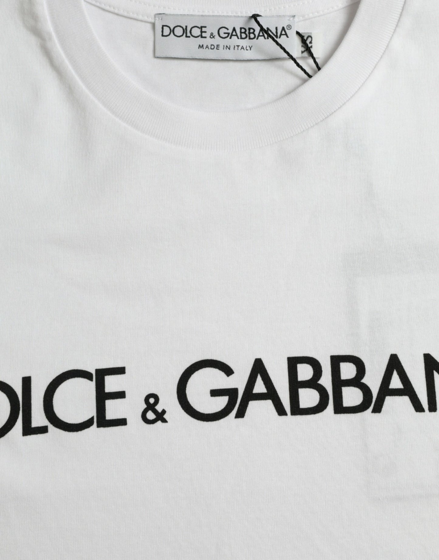 Dolce & Gabbana – Weißes Baumwoll-T-Shirt mit Rundhalsausschnitt und Logo-Print