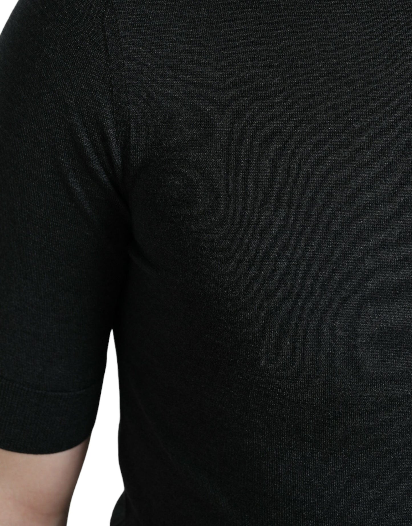 Dolce & Gabbana – Dunkelgraues T-Shirt mit Rundhalsausschnitt und kurzen Ärmeln