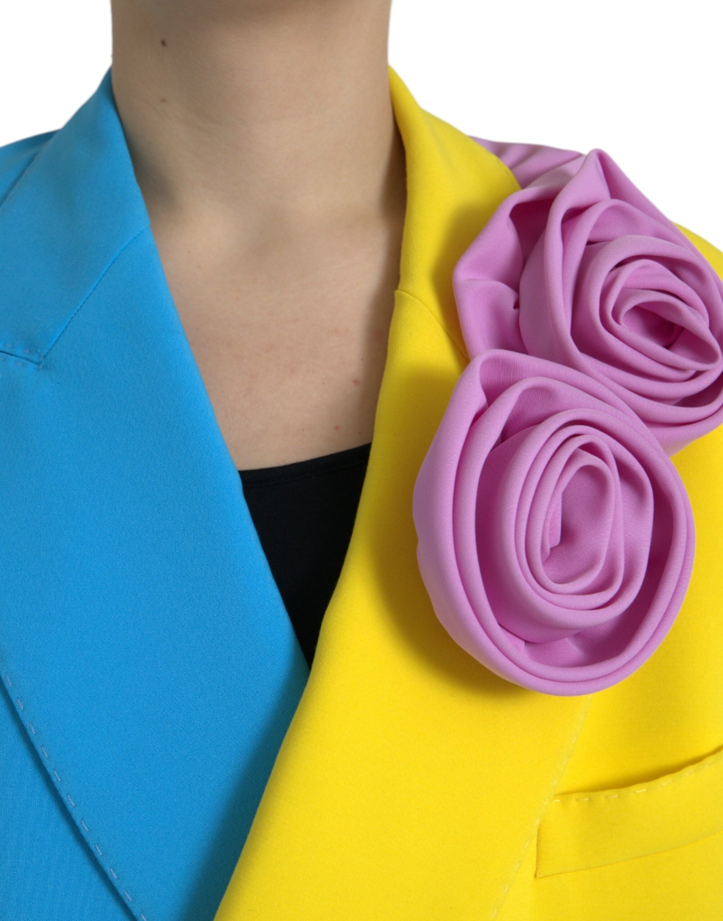 Dolce & Gabbana – Mehrfarbige Patchwork-Manteljacke mit Blumenapplikationen
