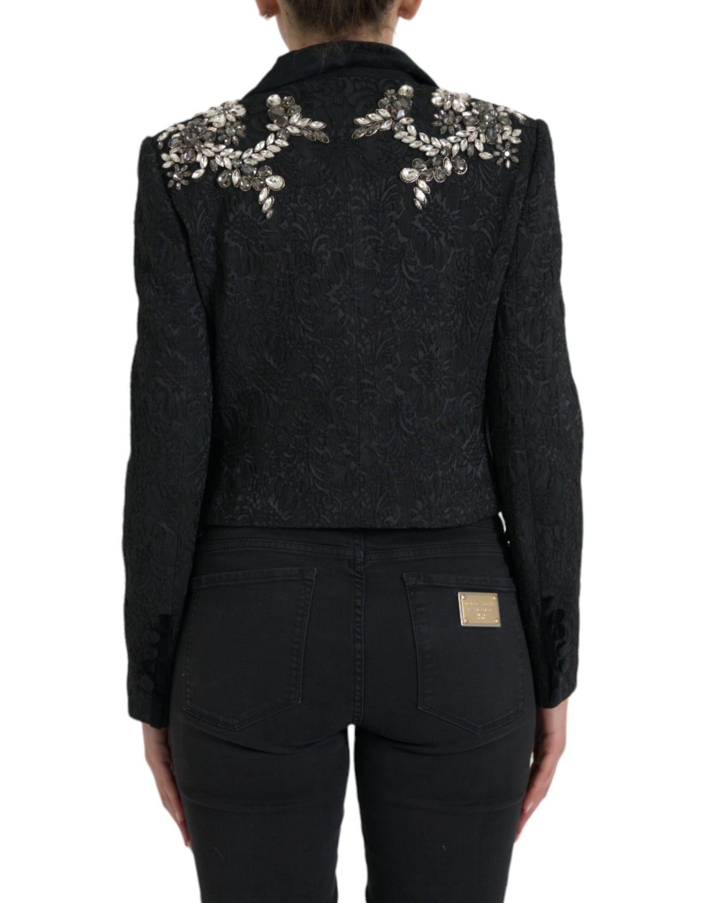 Dolce & Gabbana – Schwarze Manteljacke mit Kristallverzierung