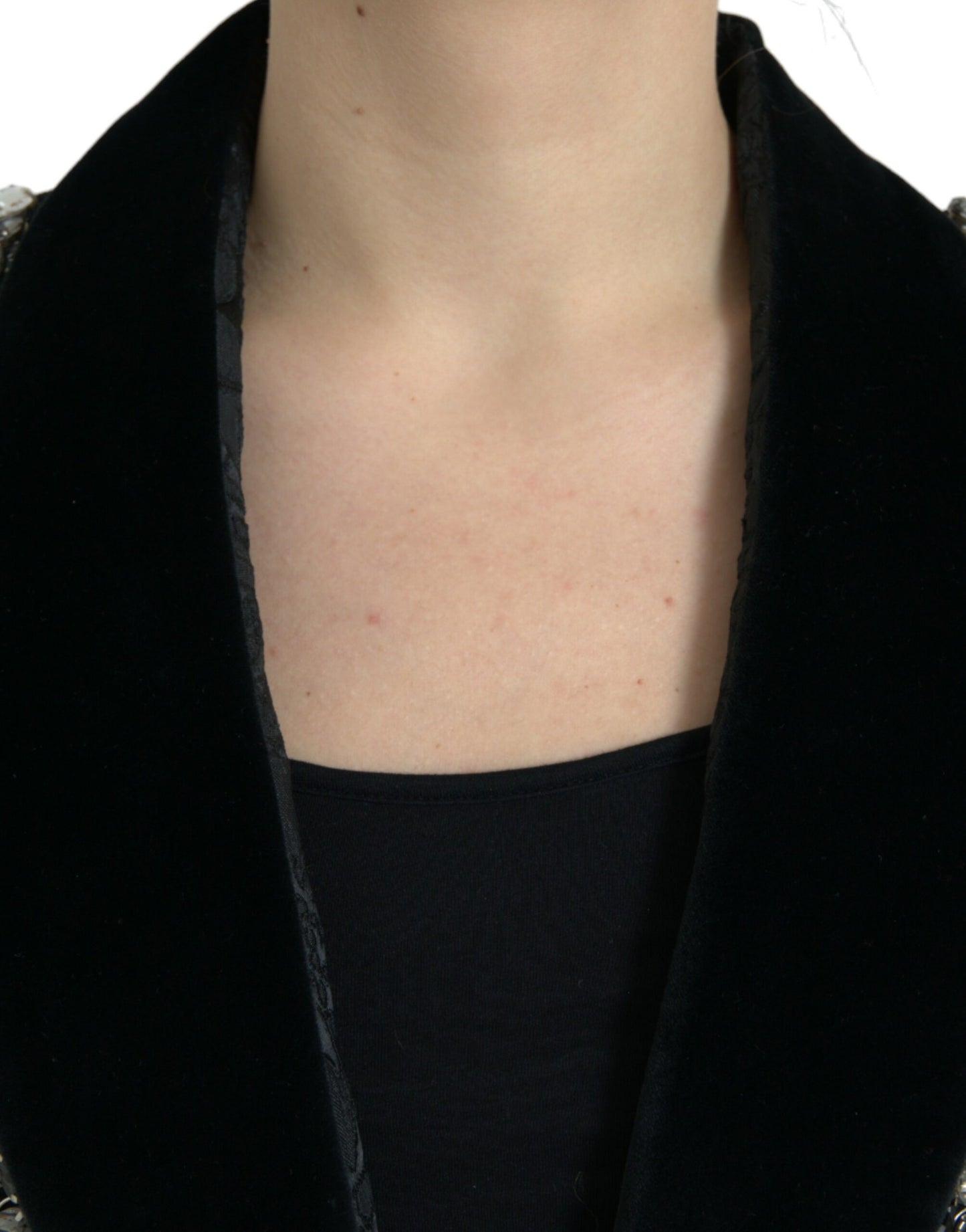 Dolce & Gabbana – Schwarze Manteljacke mit Kristallverzierung