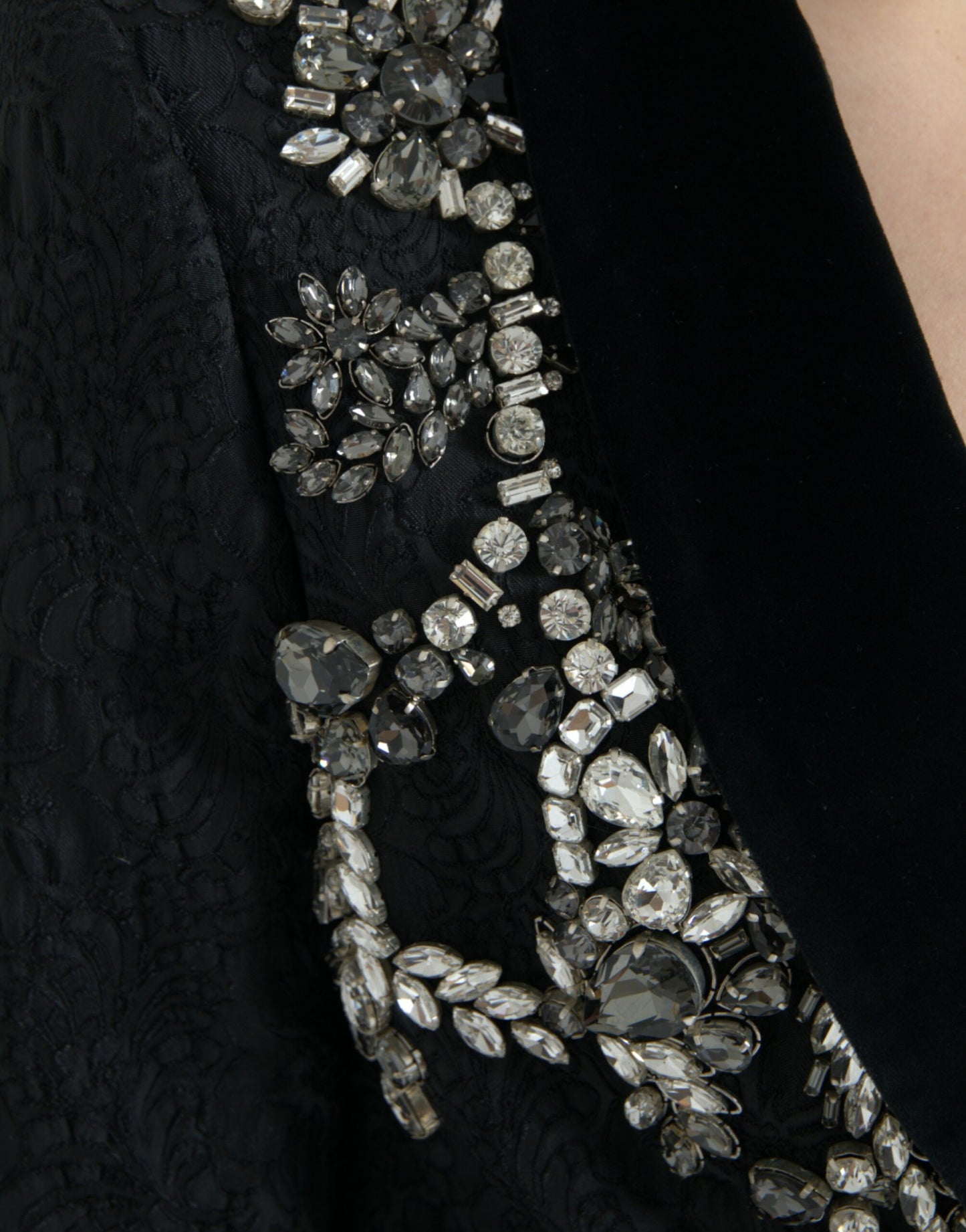 Dolce & Gabbana – Schwarze Manteljacke mit Kristallverzierung
