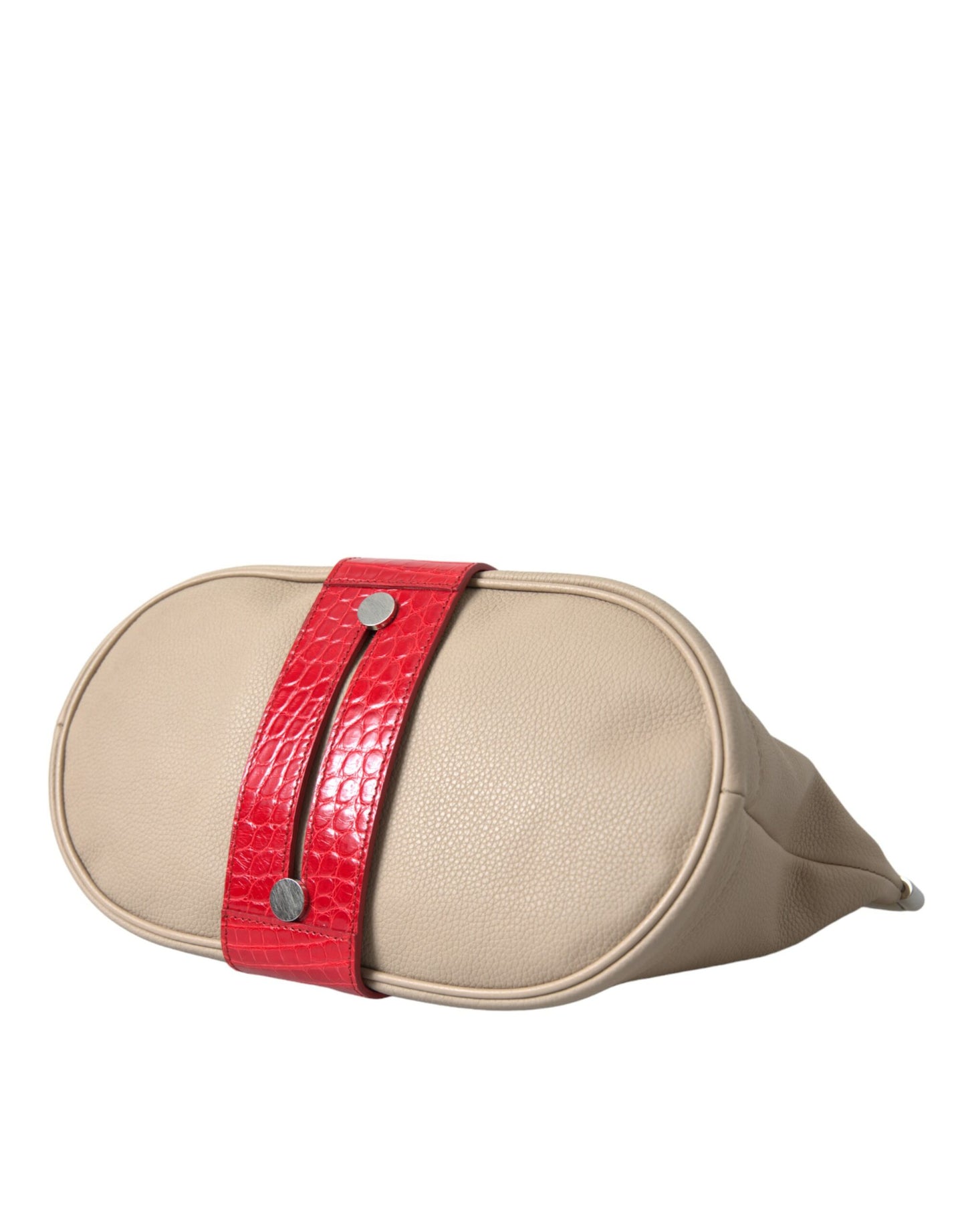 Balenciaga Beige-Rot Zweifarbige Beuteltasche aus exotischem Leder
