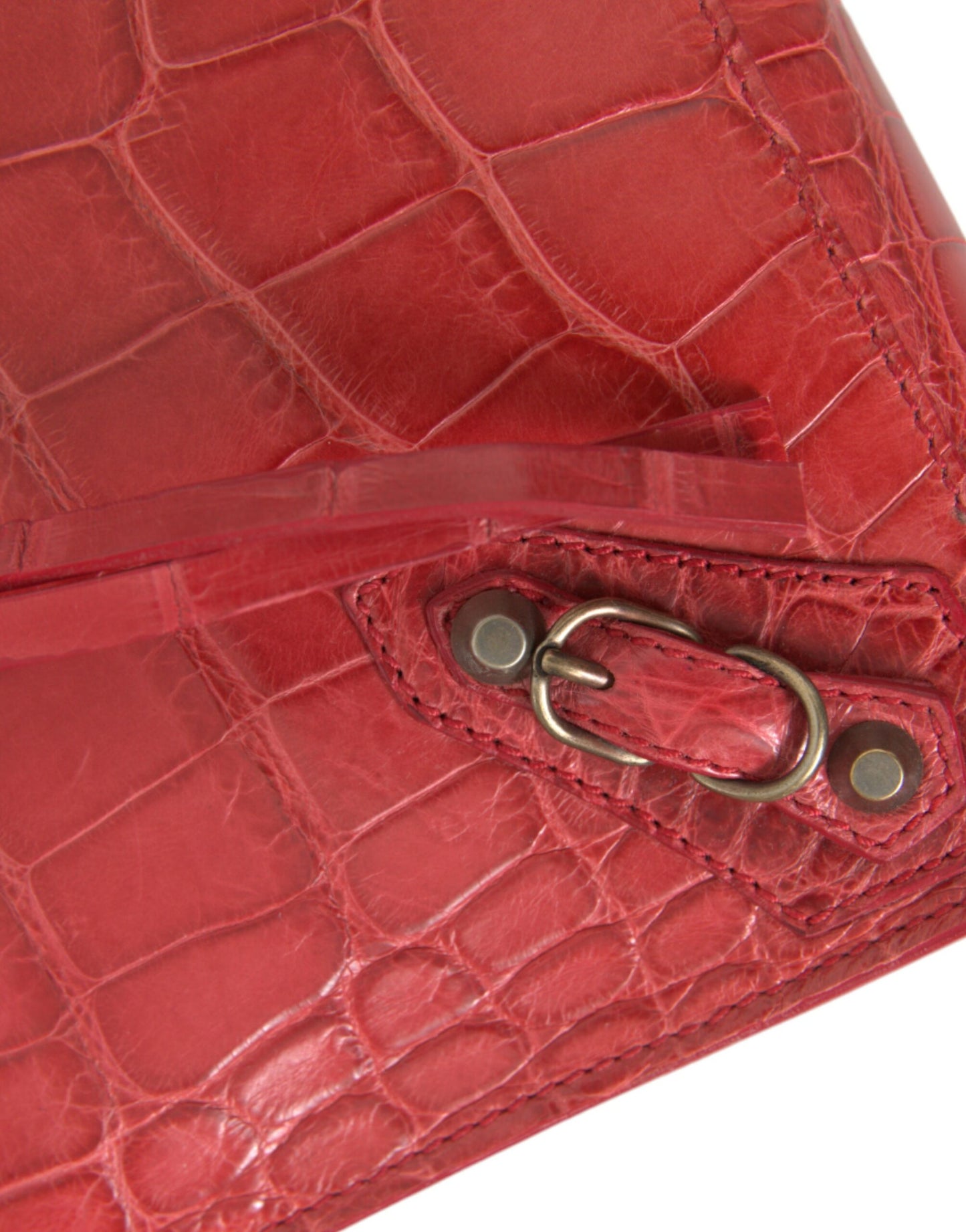 Balenciaga Rote Exotische Haut Leder Klassische Beutel Geldbörse Handgelenk Tasche