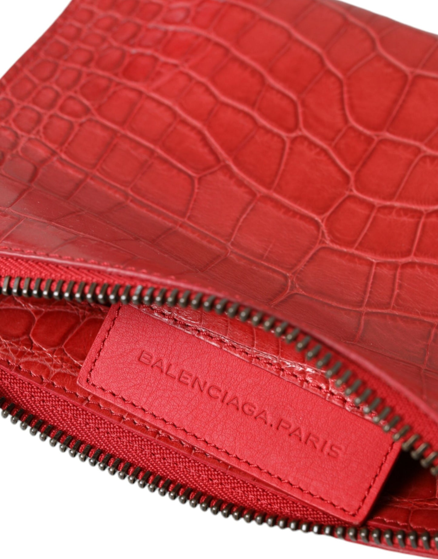 Balenciaga Rote Exotische Haut Leder Klassische Beutel Geldbörse Handgelenk Tasche