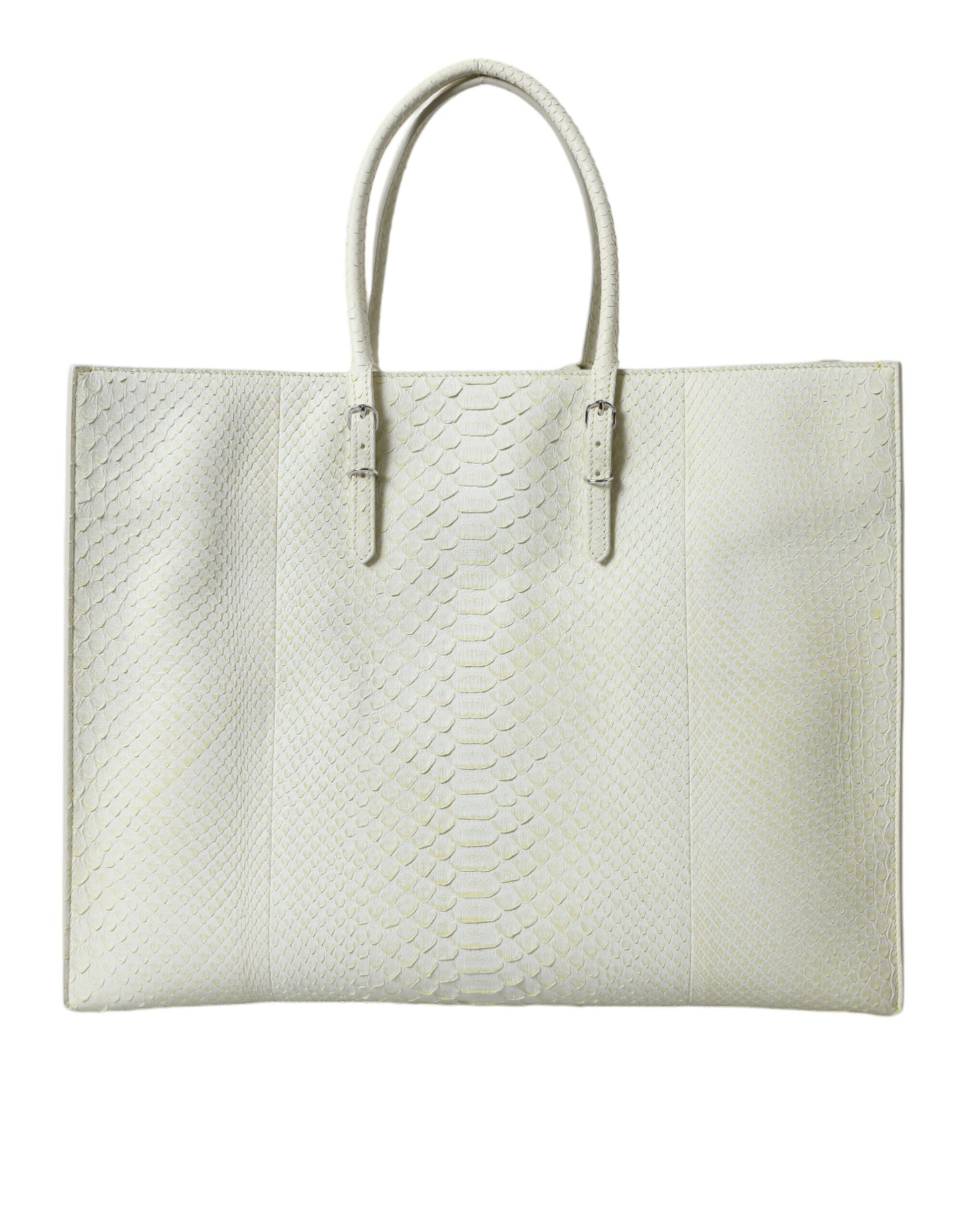 Balenciaga Weiß Gelb Exotische Haut Leder Einkaufstasche Papiertasche