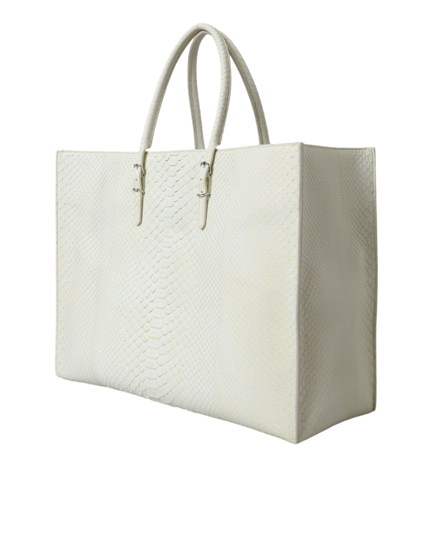 Balenciaga Weiß Gelb Exotische Haut Leder Einkaufstasche Papiertasche