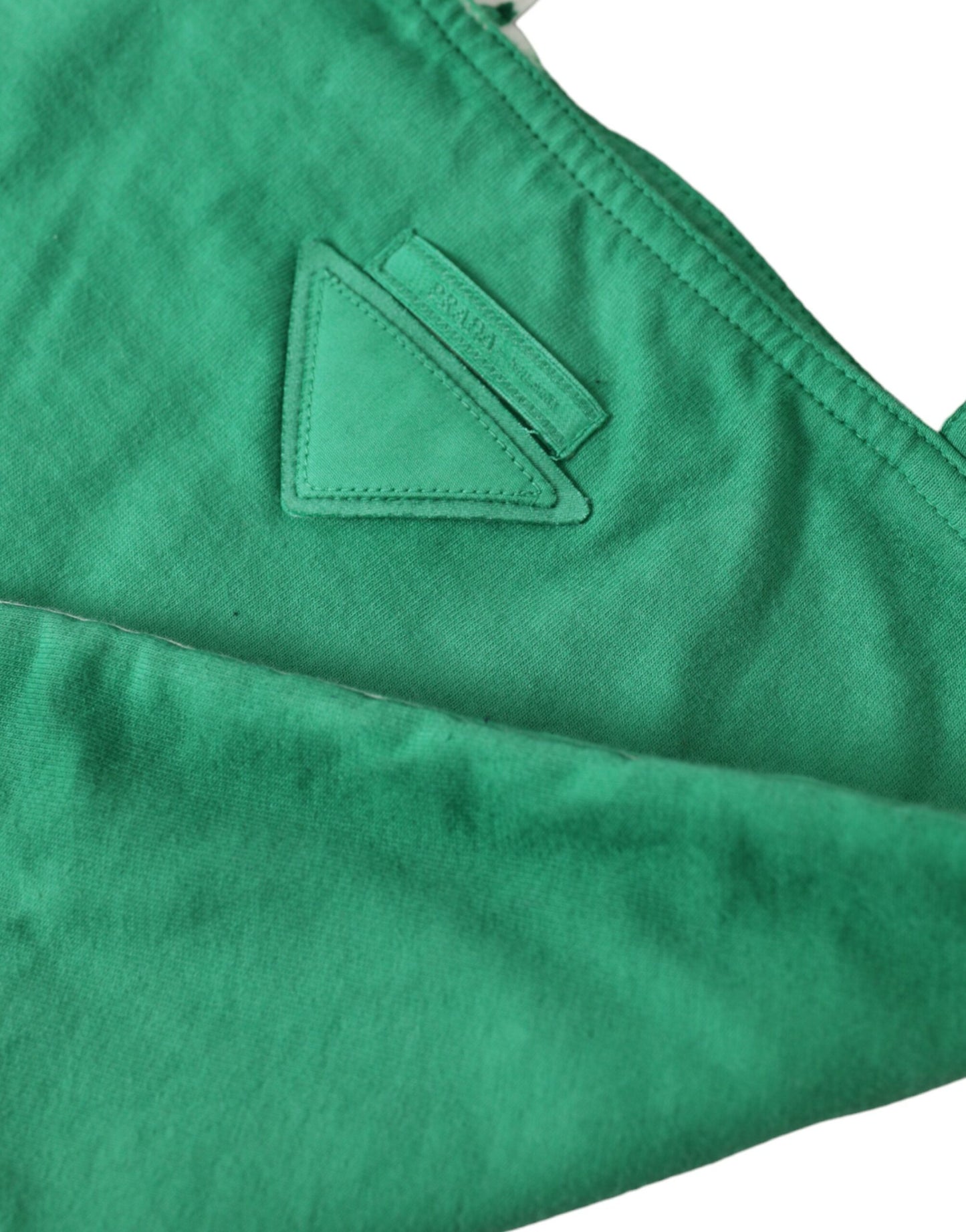 Prada Green Jersey Fabric Logo Schulter Einkaufstasche Einkaufstasche