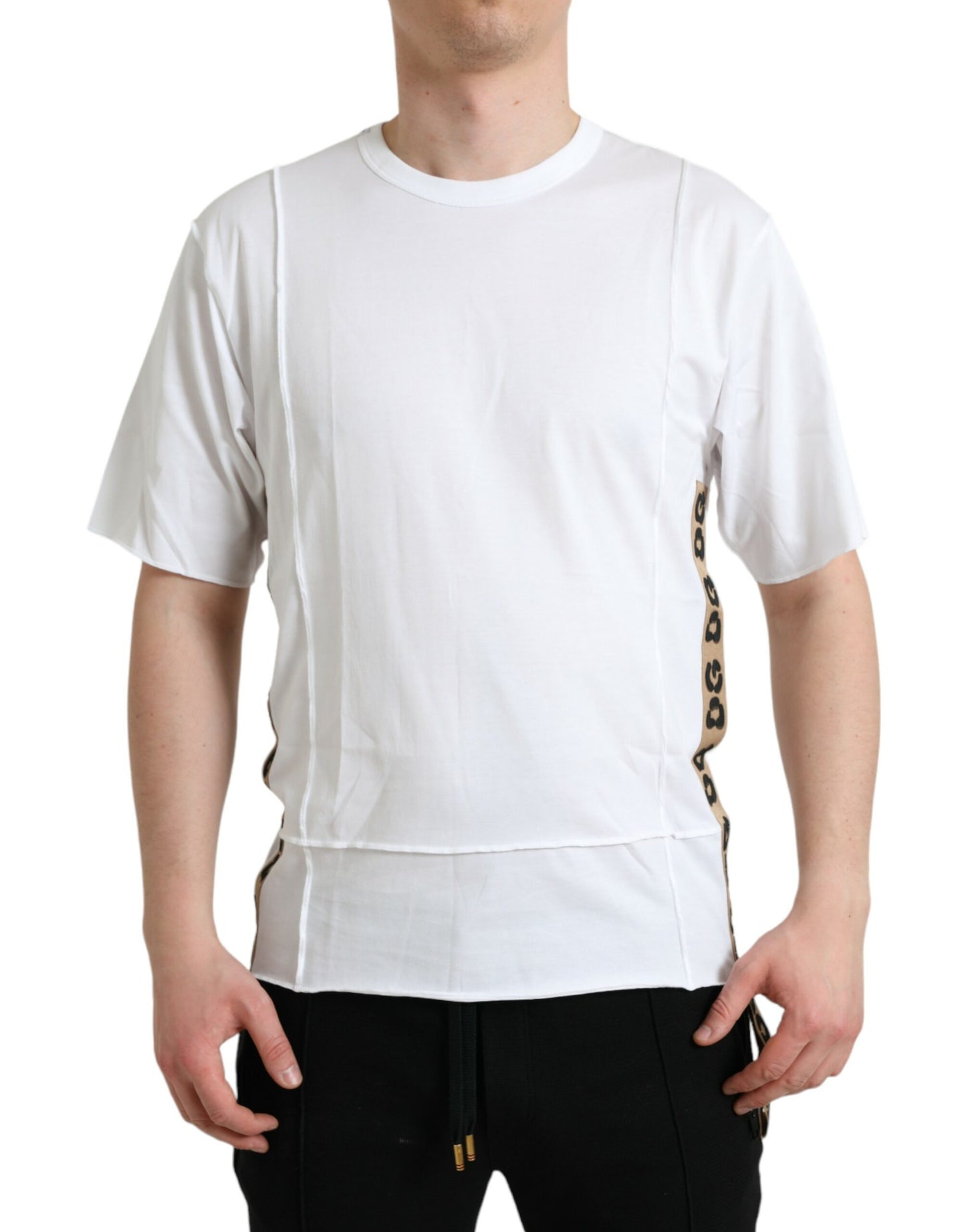 Dolce & Gabbana – Weißes T-Shirt mit Rundhalsausschnitt und kurzen Ärmeln und Logo
