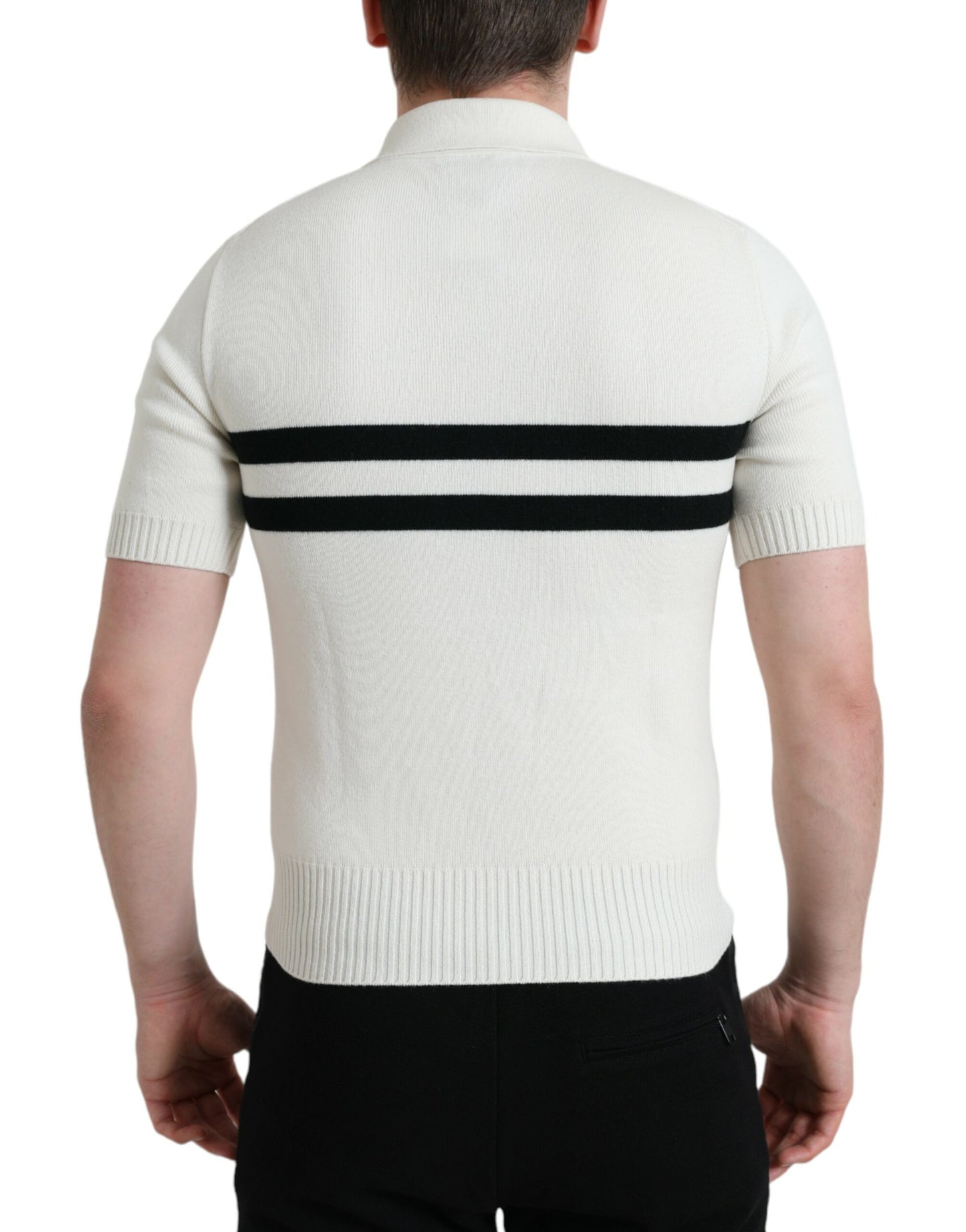 Dolce & Gabbana – Weißes Henley-Shirt mit Kragen und DG-Logo