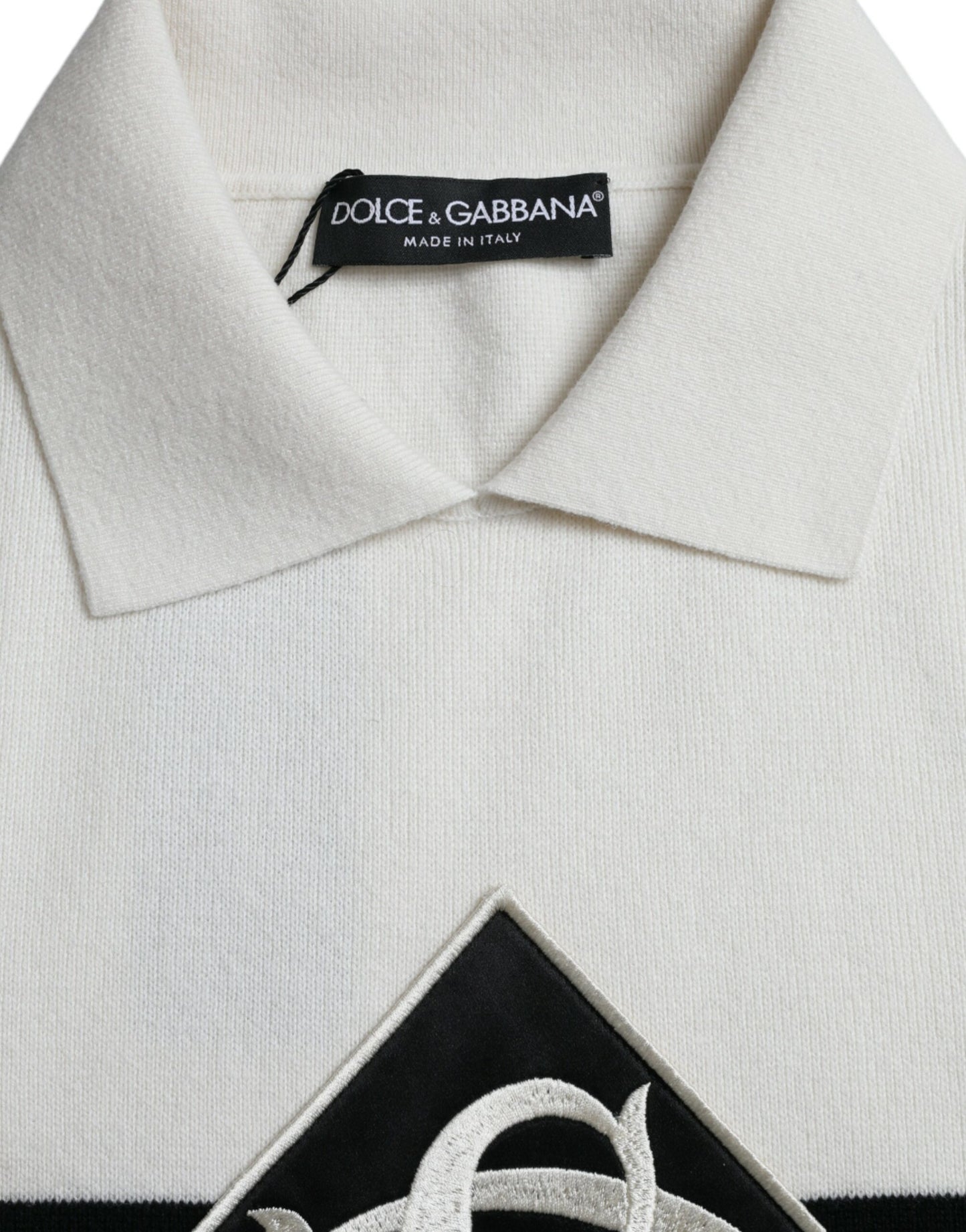 Dolce & Gabbana – Weißes Henley-Shirt mit Kragen und DG-Logo