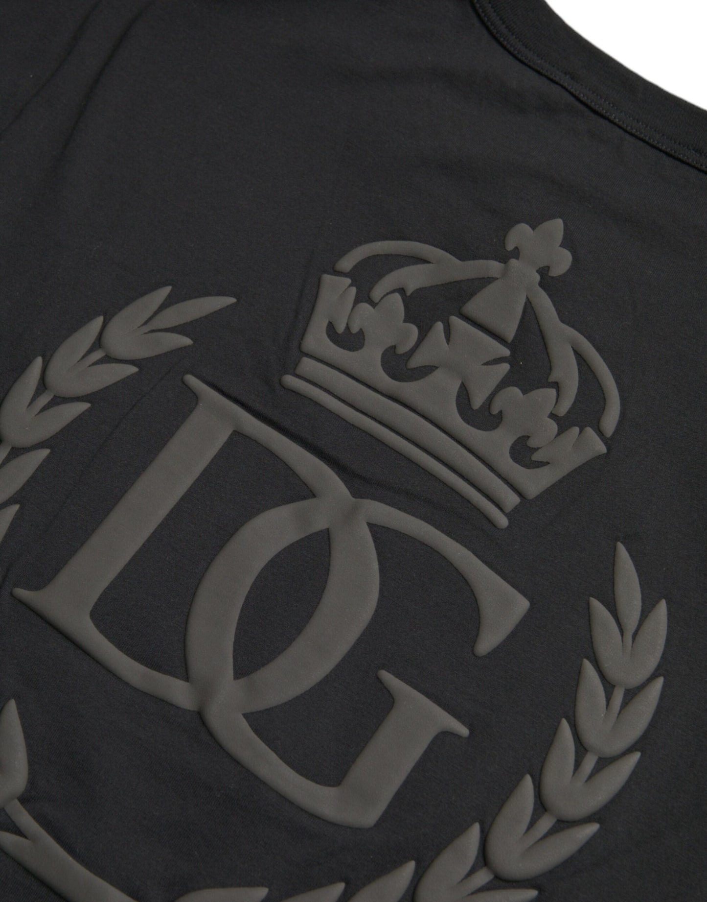 Dolce & Gabbana – Schwarzes T-Shirt mit Rundhalsausschnitt und kurzen Ärmeln und geprägtem Logo