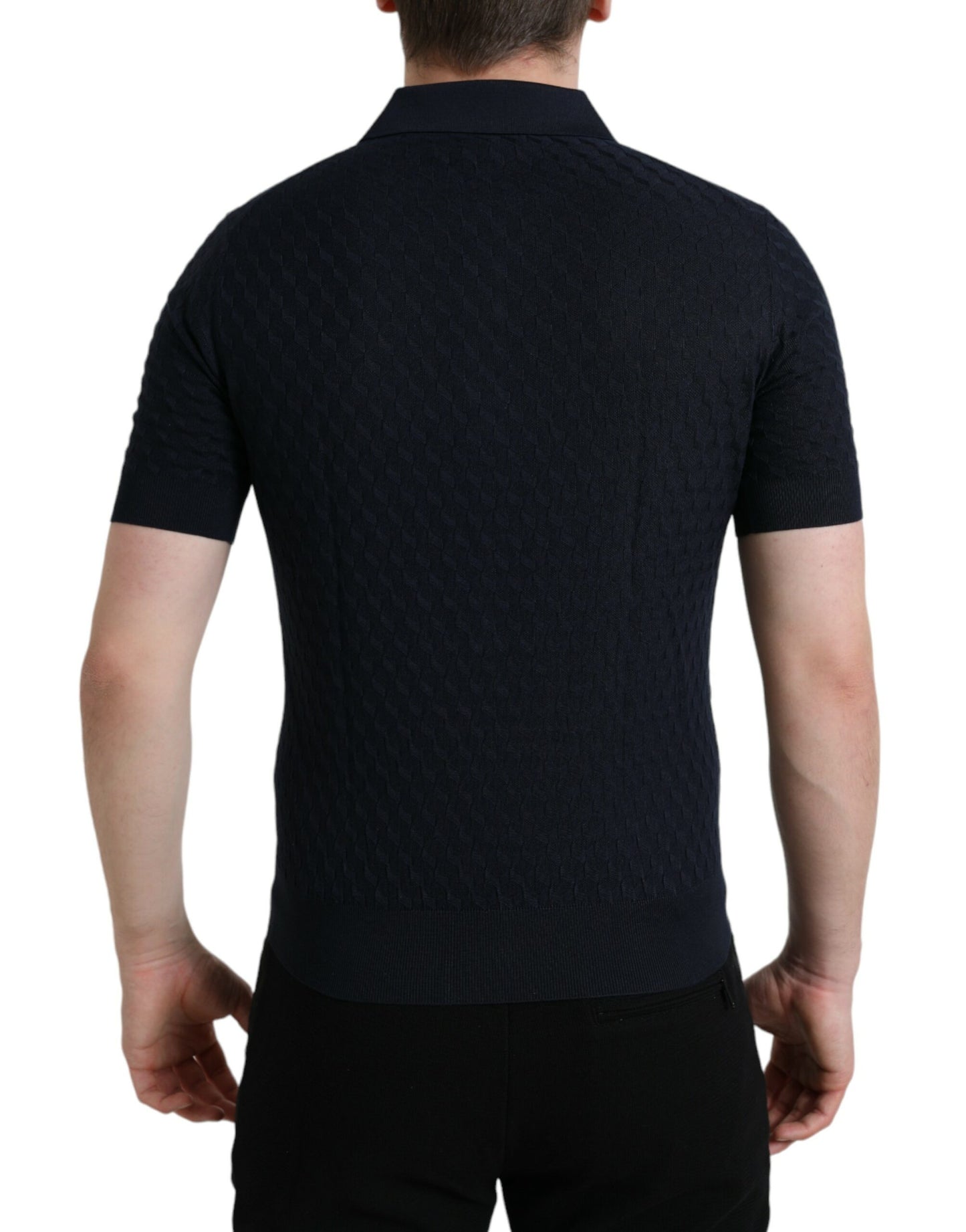 Dolce & Gabbana – Dunkelblaues Poloshirt mit Kragen und kurzen Ärmeln