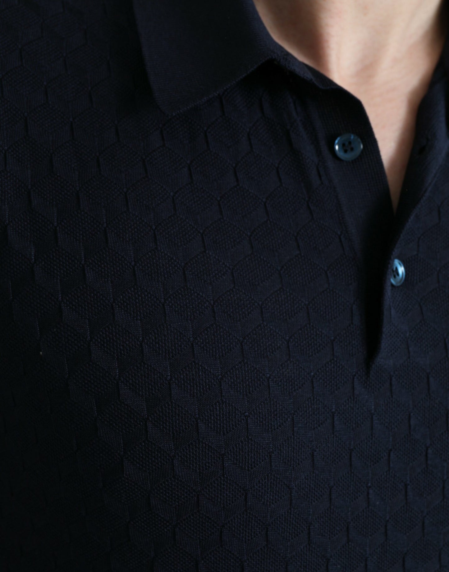 Dolce & Gabbana – Dunkelblaues Poloshirt mit Kragen und kurzen Ärmeln