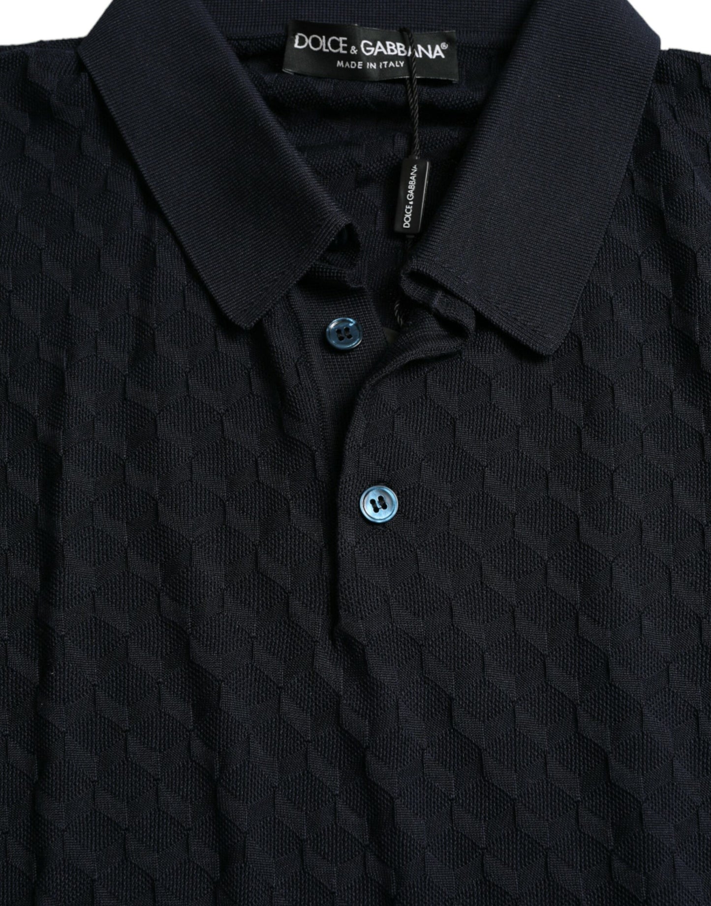 Dolce & Gabbana – Dunkelblaues Poloshirt mit Kragen und kurzen Ärmeln