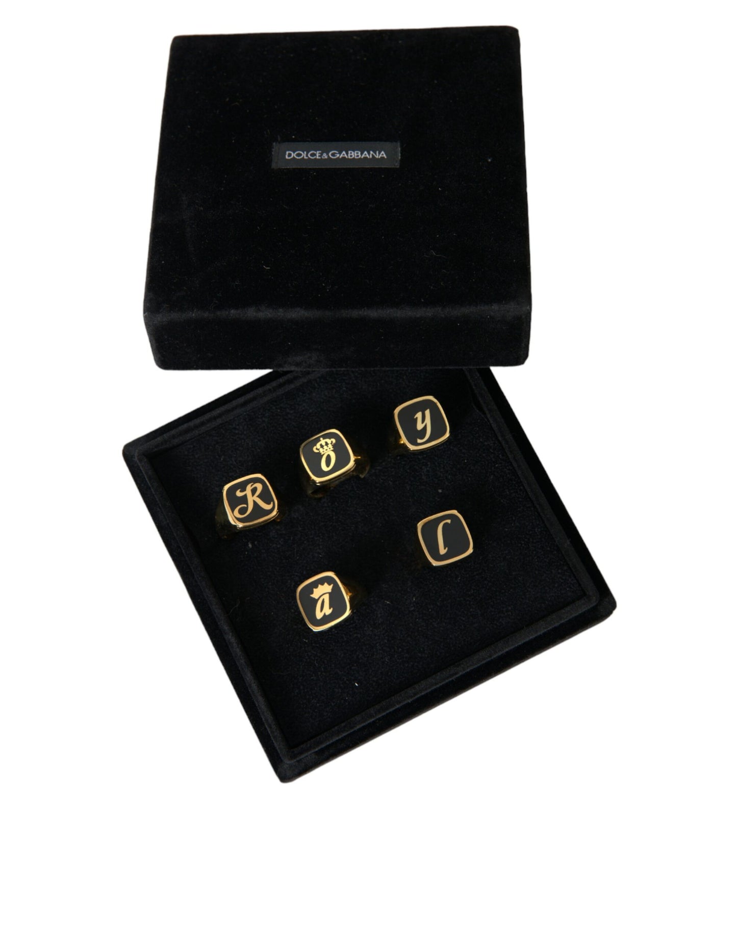 Dolce & Gabbana Goldmessing ROYAL Emaille Set mit 5 Ringen