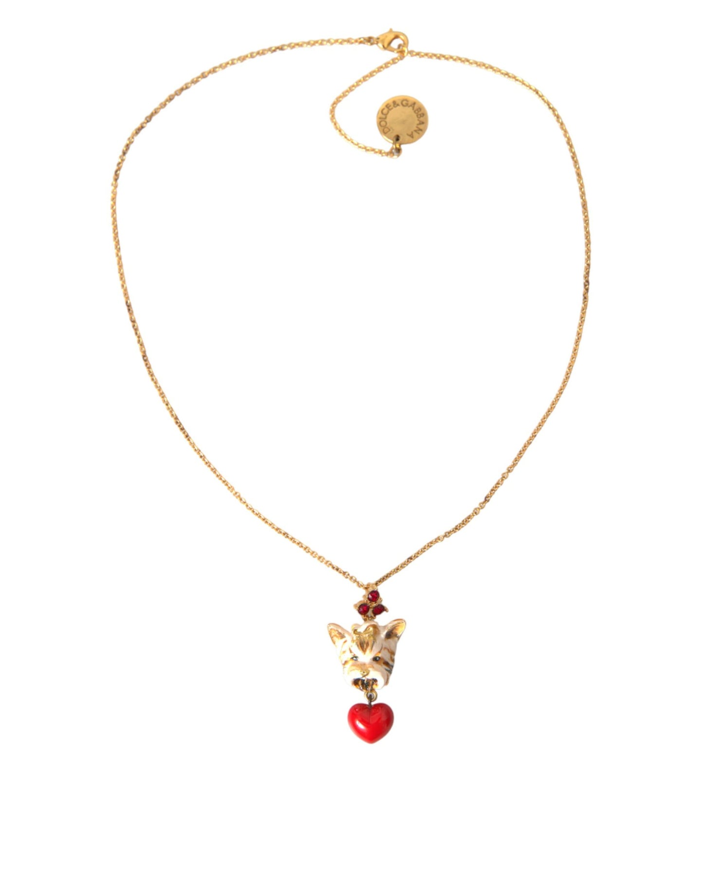 Dolce & Gabbana Halskette mit Hundeherzanhänger aus goldenem Messing
