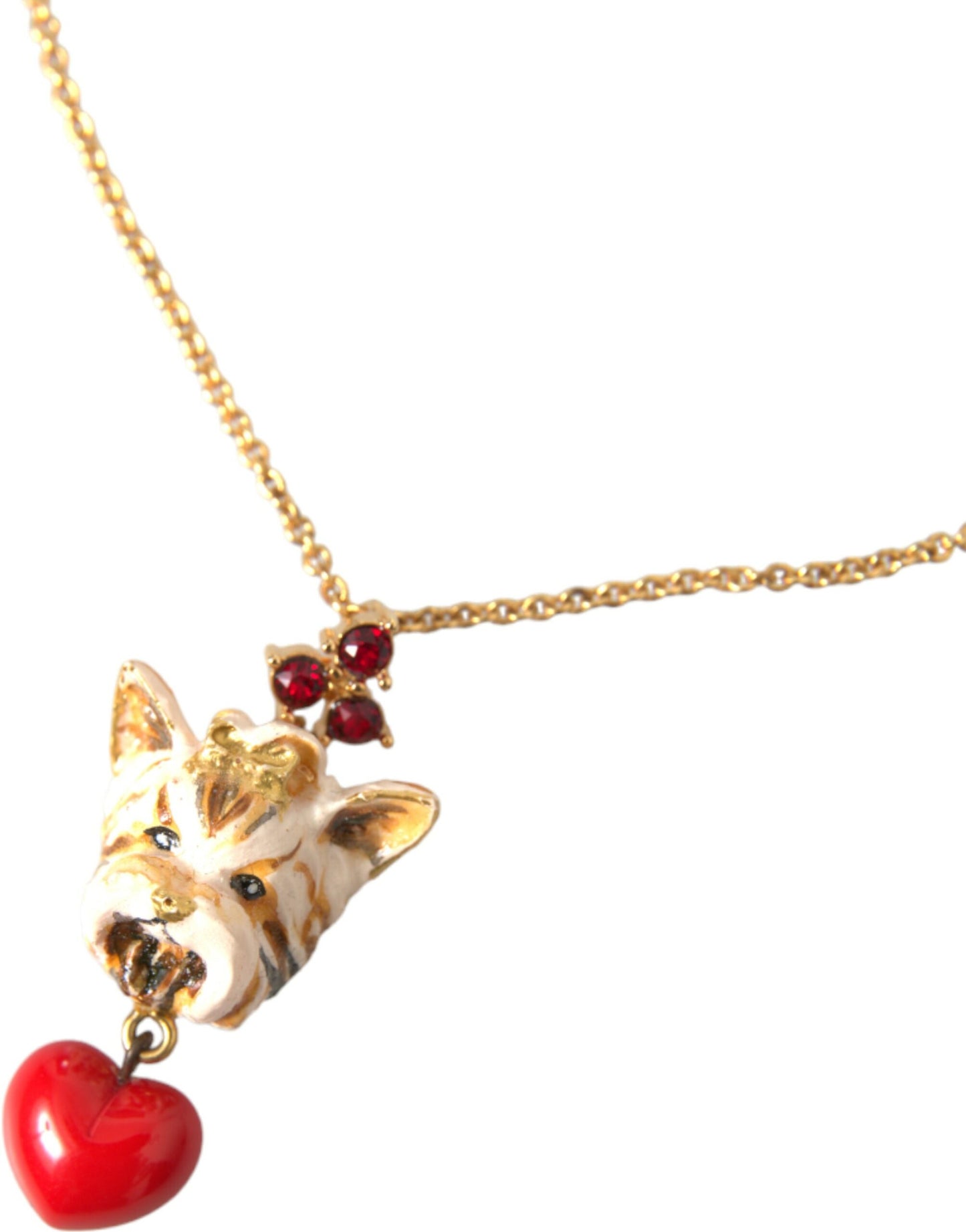 Dolce & Gabbana Halskette mit Hundeherzanhänger aus goldenem Messing