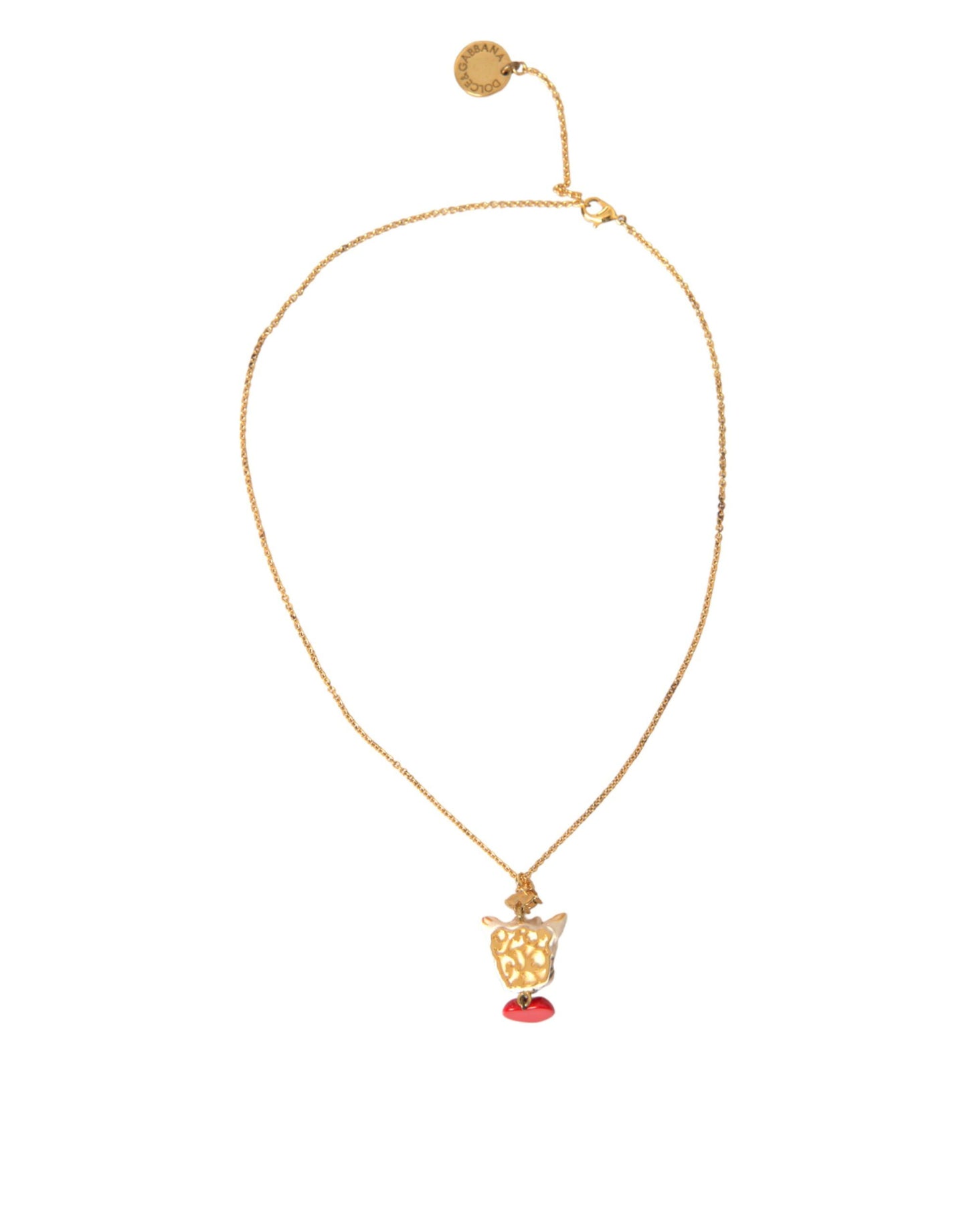Dolce & Gabbana Halskette mit Hundeherzanhänger aus goldenem Messing