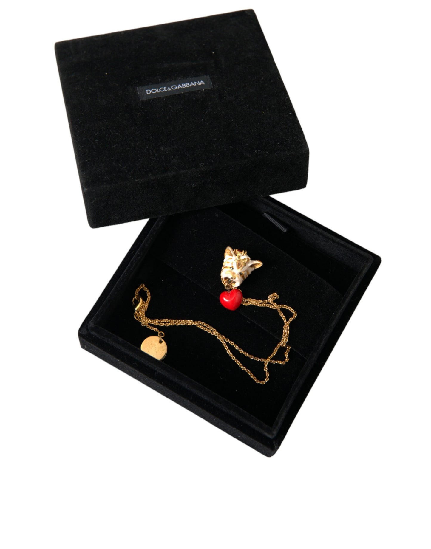 Dolce & Gabbana Halskette mit Hundeherzanhänger aus goldenem Messing