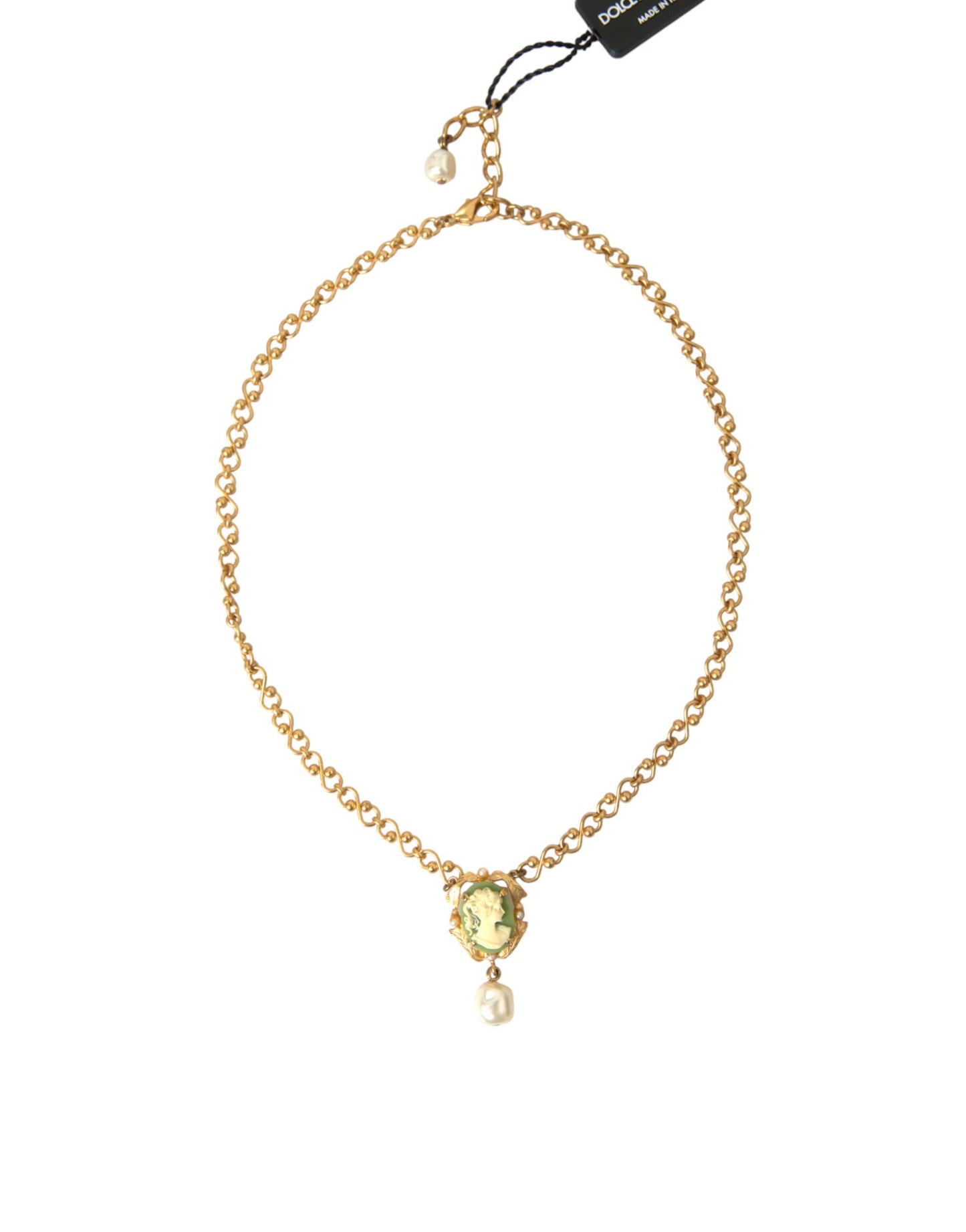 Dolce & Gabbana Halskette mit Perlenanhänger aus goldenem Messing