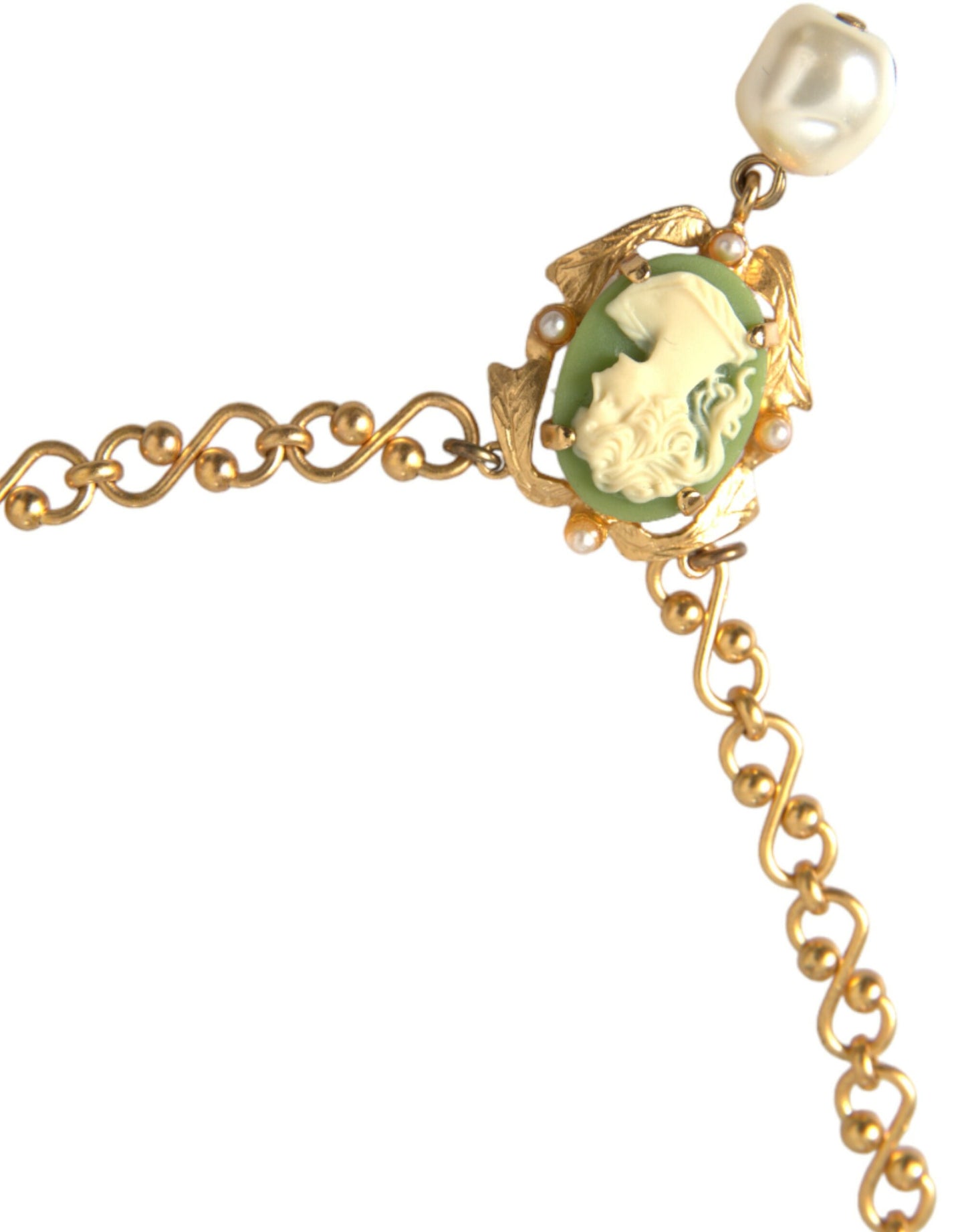 Dolce & Gabbana Halskette mit Perlenanhänger aus goldenem Messing