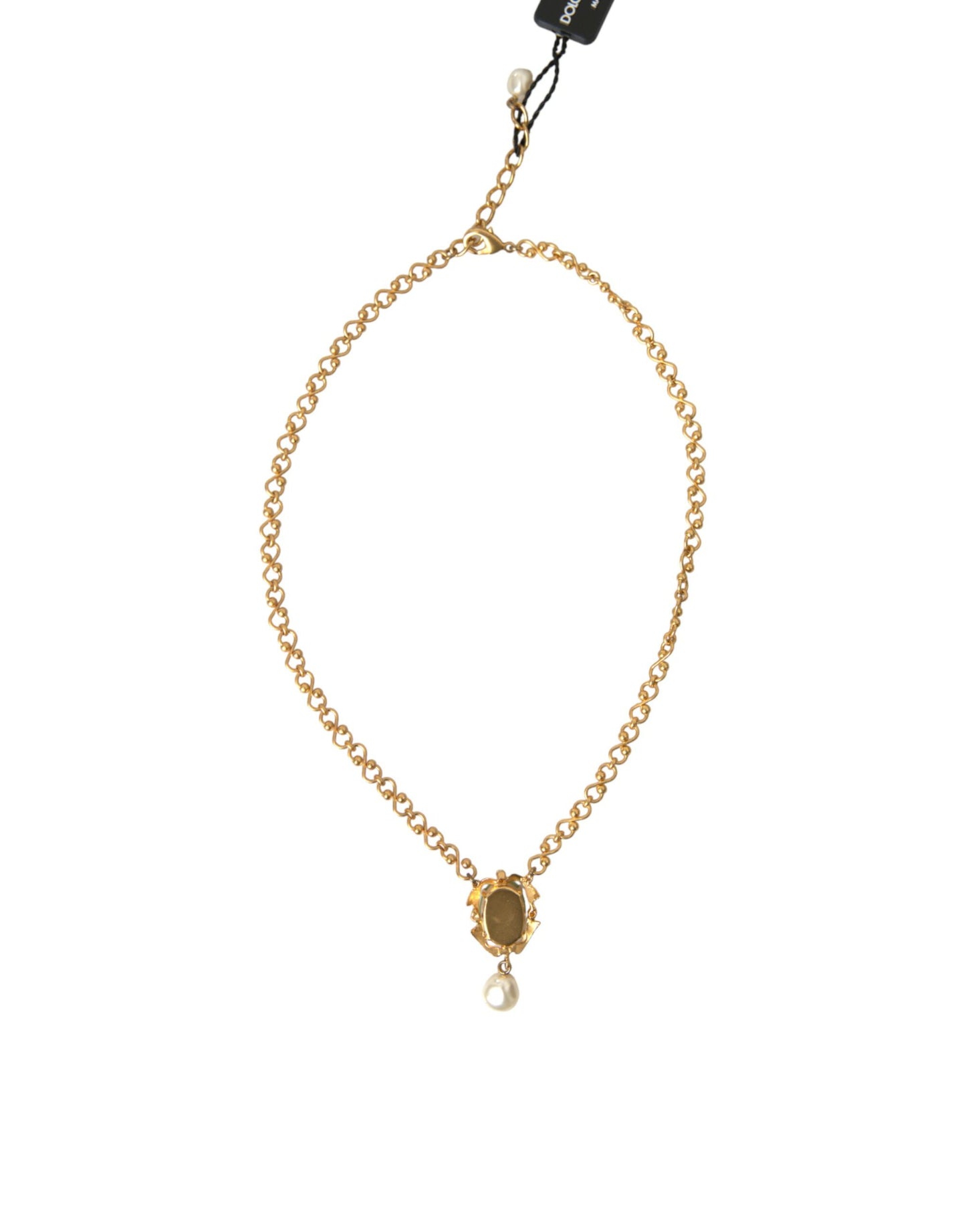 Dolce & Gabbana Halskette mit Perlenanhänger aus goldenem Messing