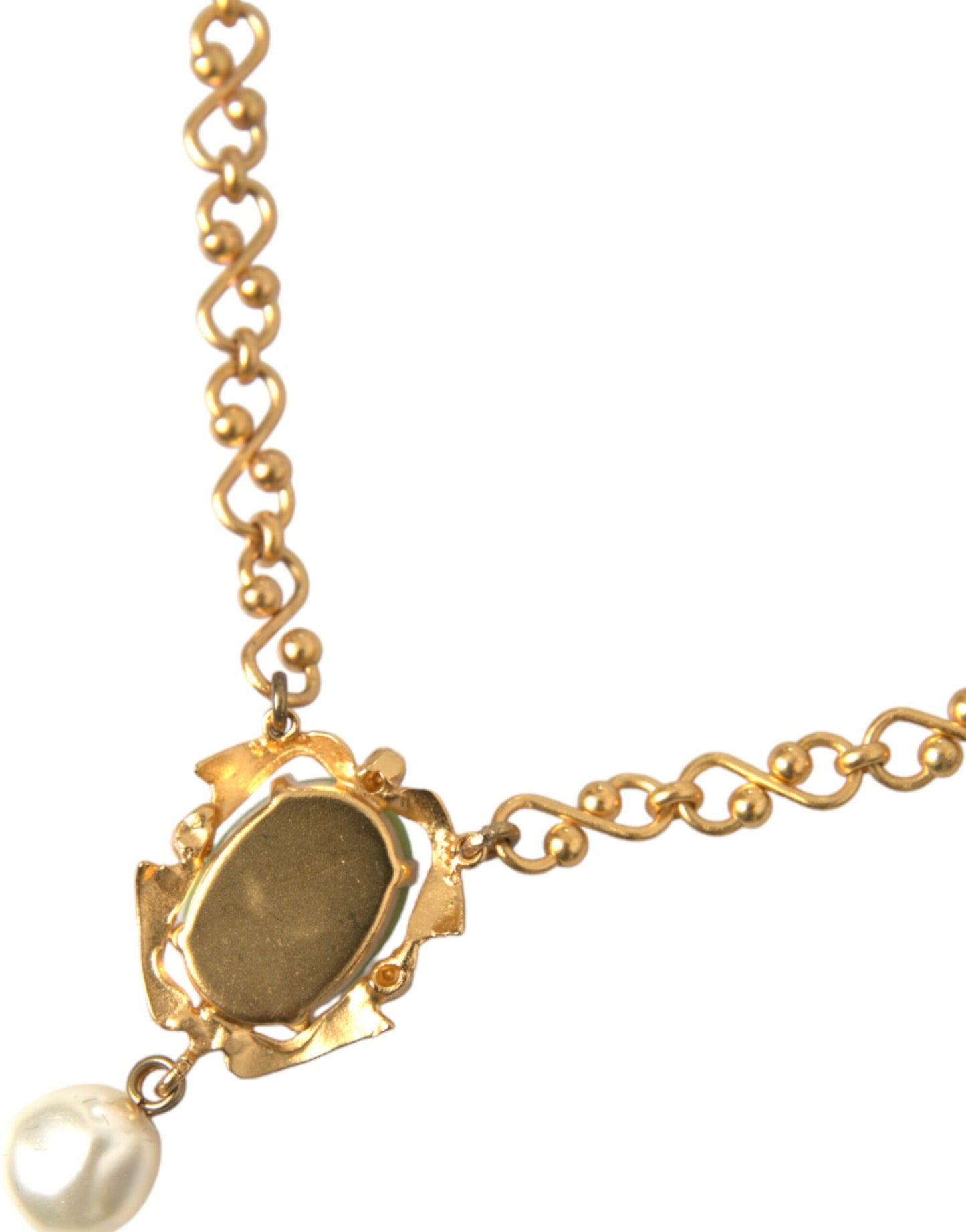 Dolce & Gabbana Halskette mit Perlenanhänger aus goldenem Messing