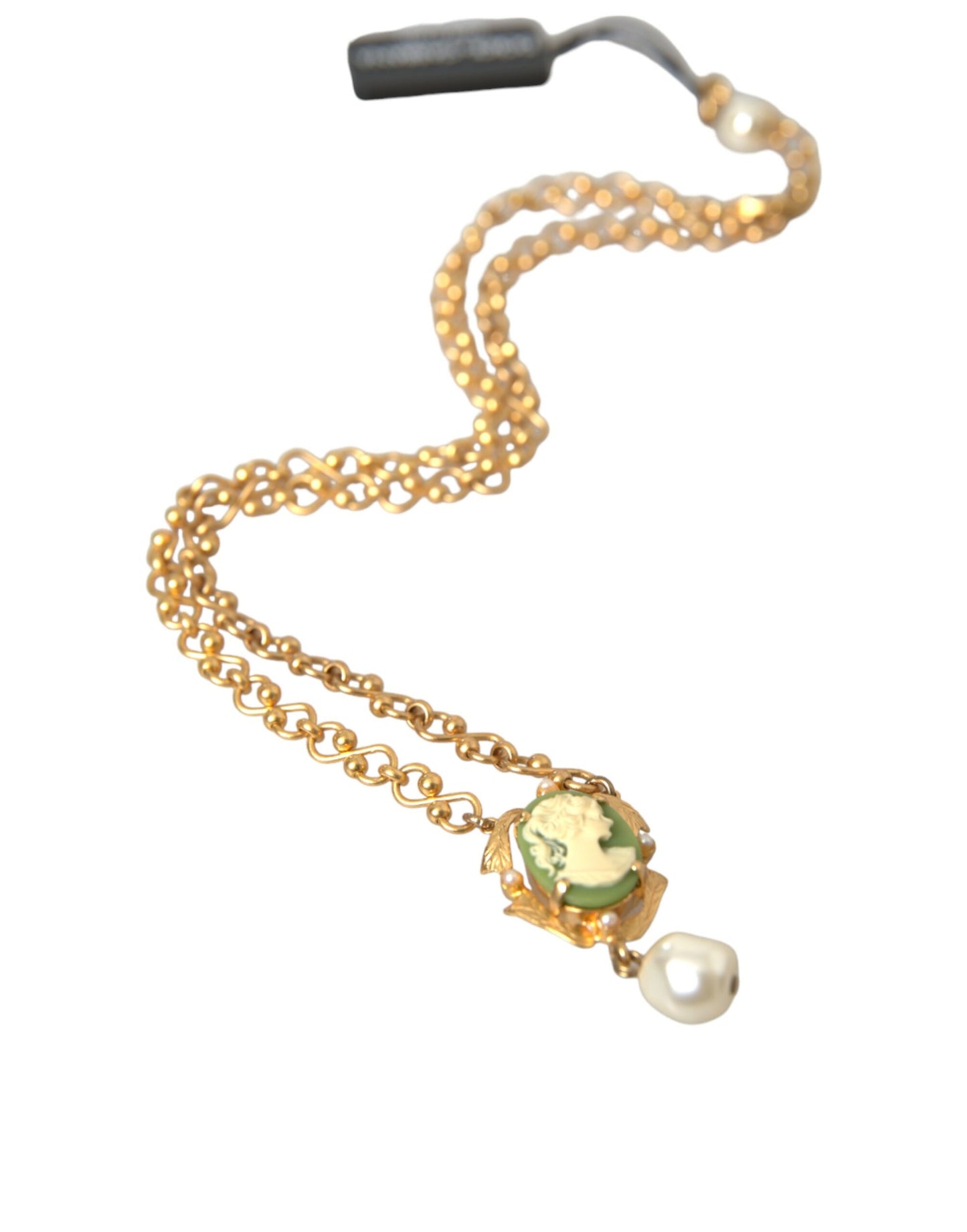 Dolce & Gabbana Halskette mit Perlenanhänger aus goldenem Messing
