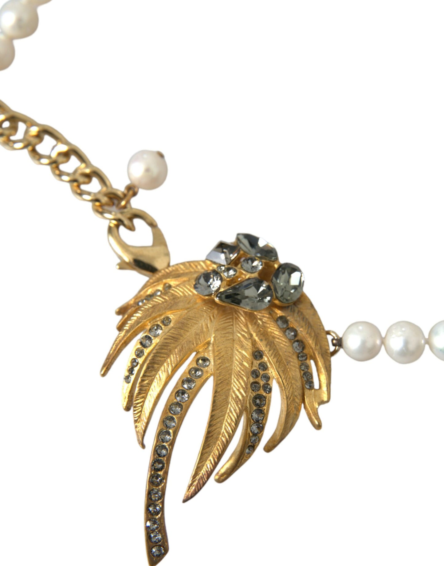 Dolce & Gabbana Halskette mit Baumanhänger aus goldenem Messing mit Kristallperlen