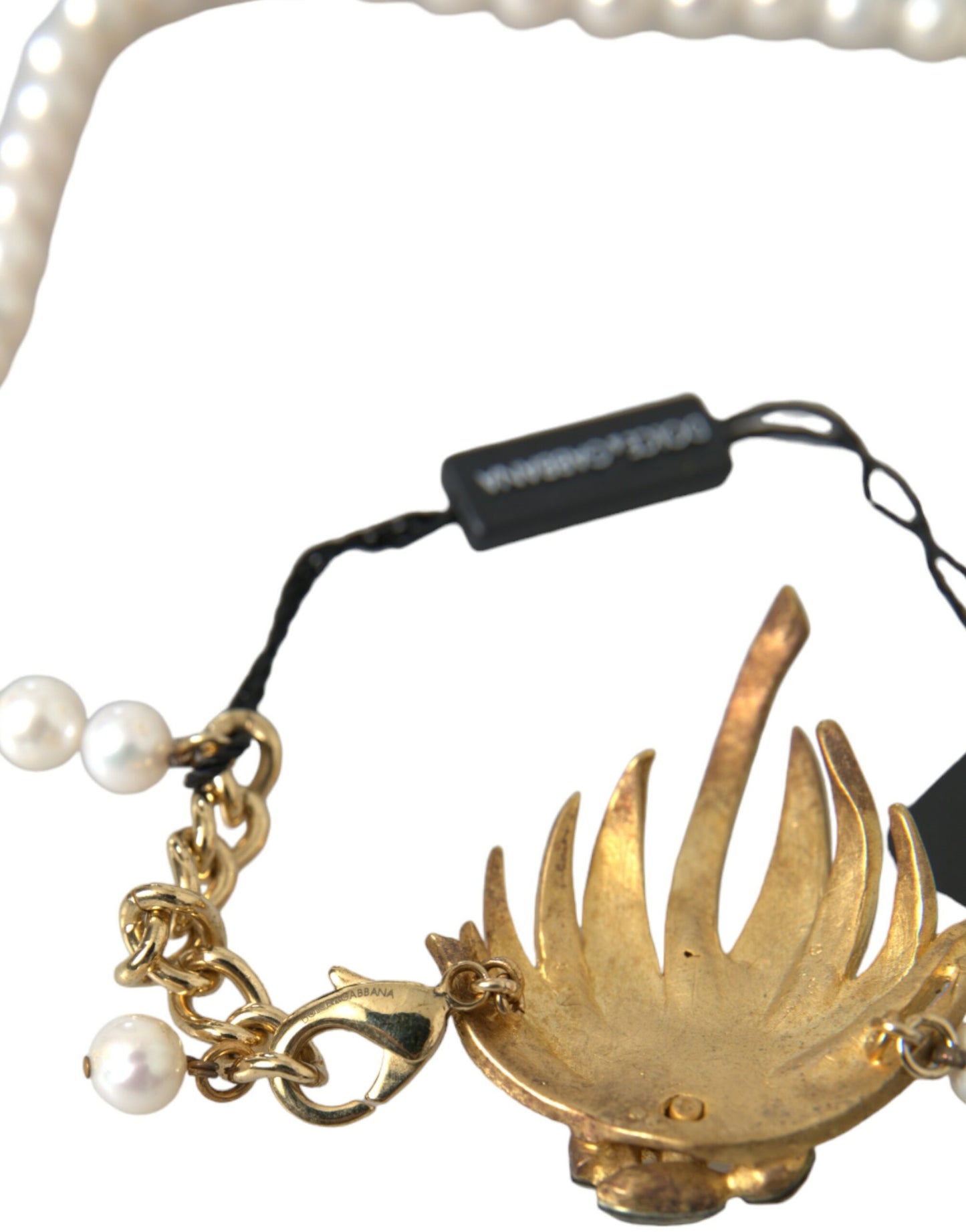 Dolce & Gabbana Halskette mit Baumanhänger aus goldenem Messing mit Kristallperlen